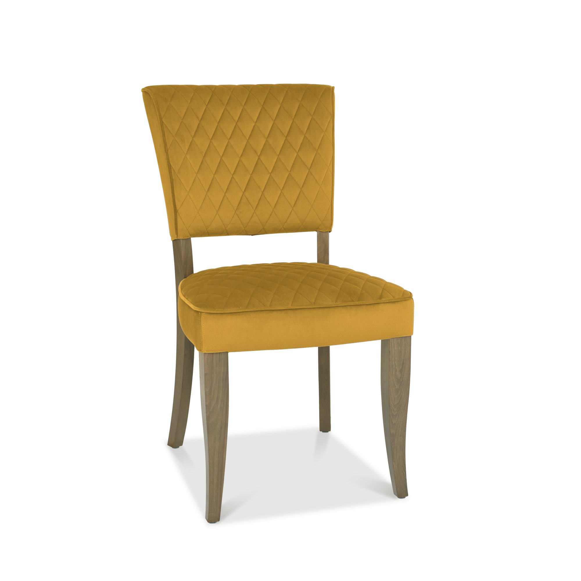 Constable - Fumed Oak Dining Chair in Mustard Velvet (Pair)