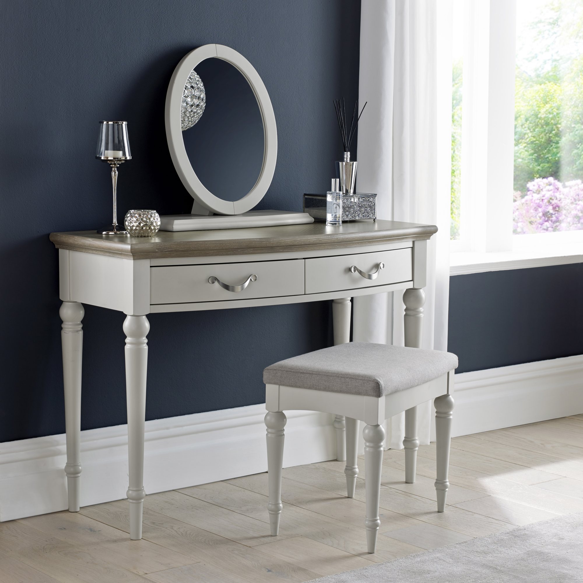 Miller Grey Washed Oak & Soft Grey Dressing Table Set