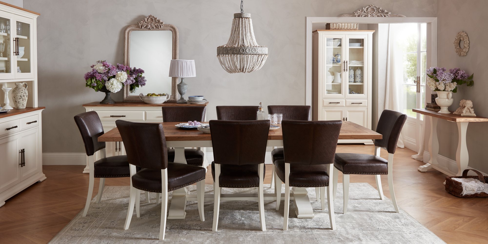 Rivera - Ivory Oak Dining Chair in Espresso Faux Leather (Pair)