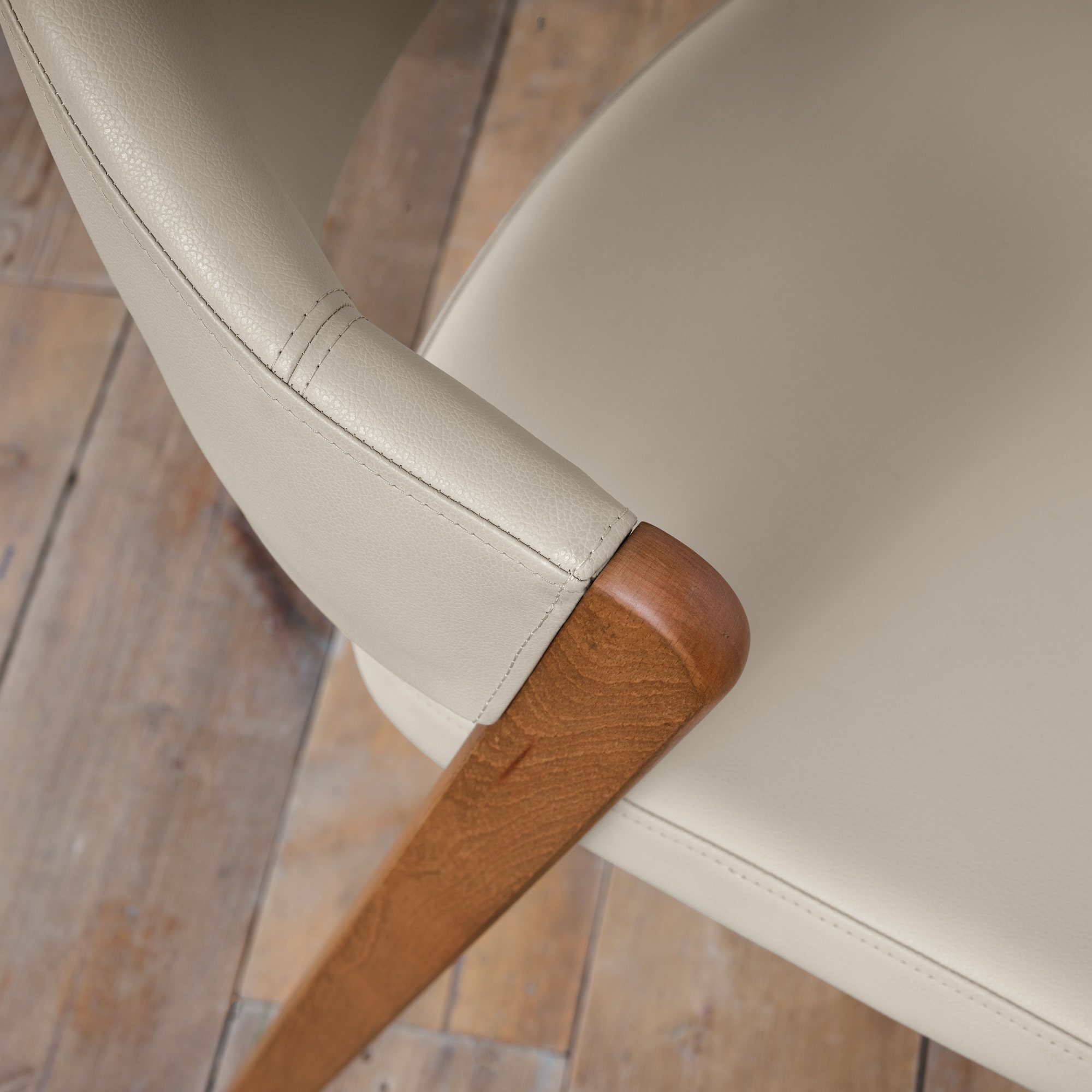 Rosen - Rustic Oak Dining Chair in Ivory Bonded Leather (Pair)