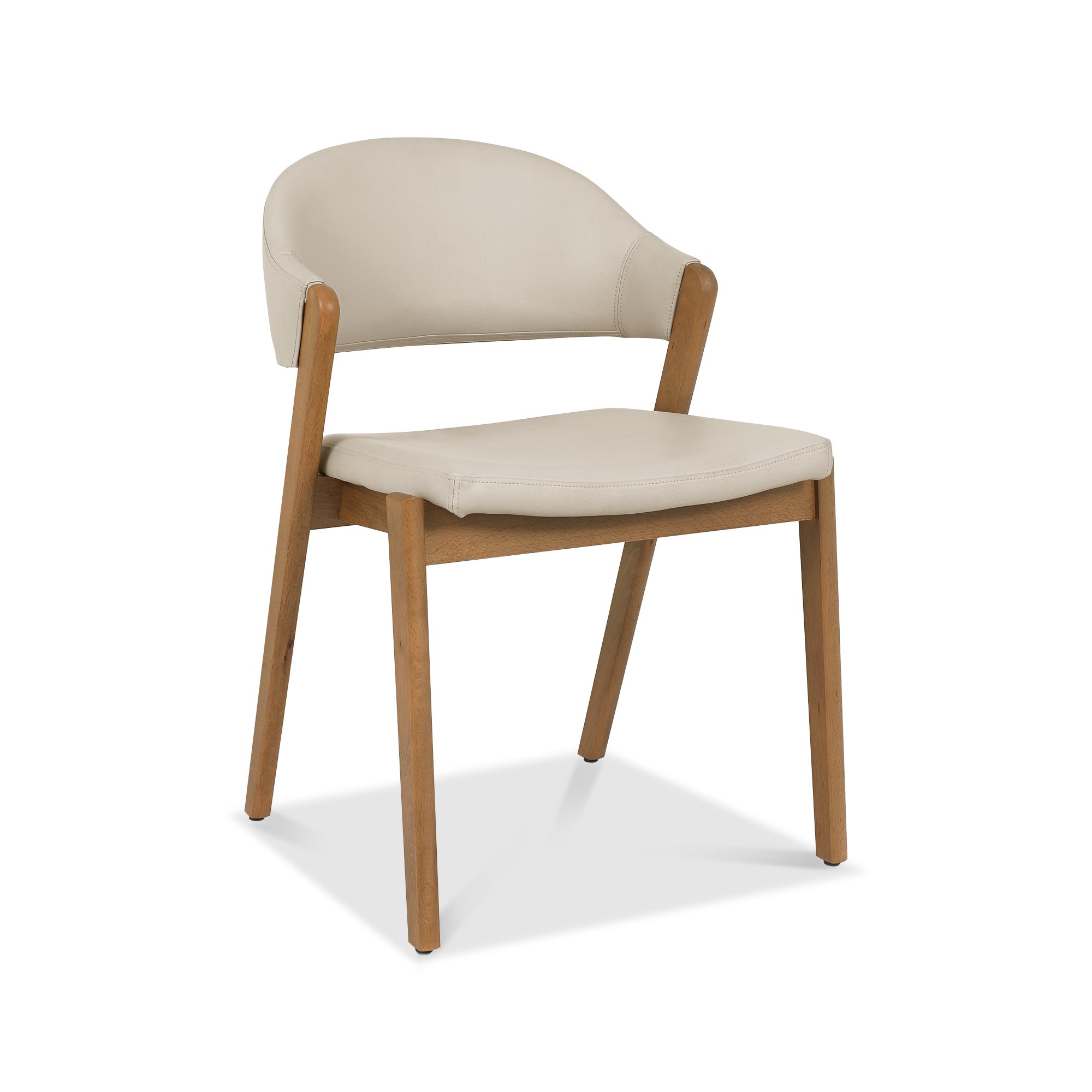 Rosen - Rustic Oak Dining Chair in Ivory Bonded Leather (Pair)