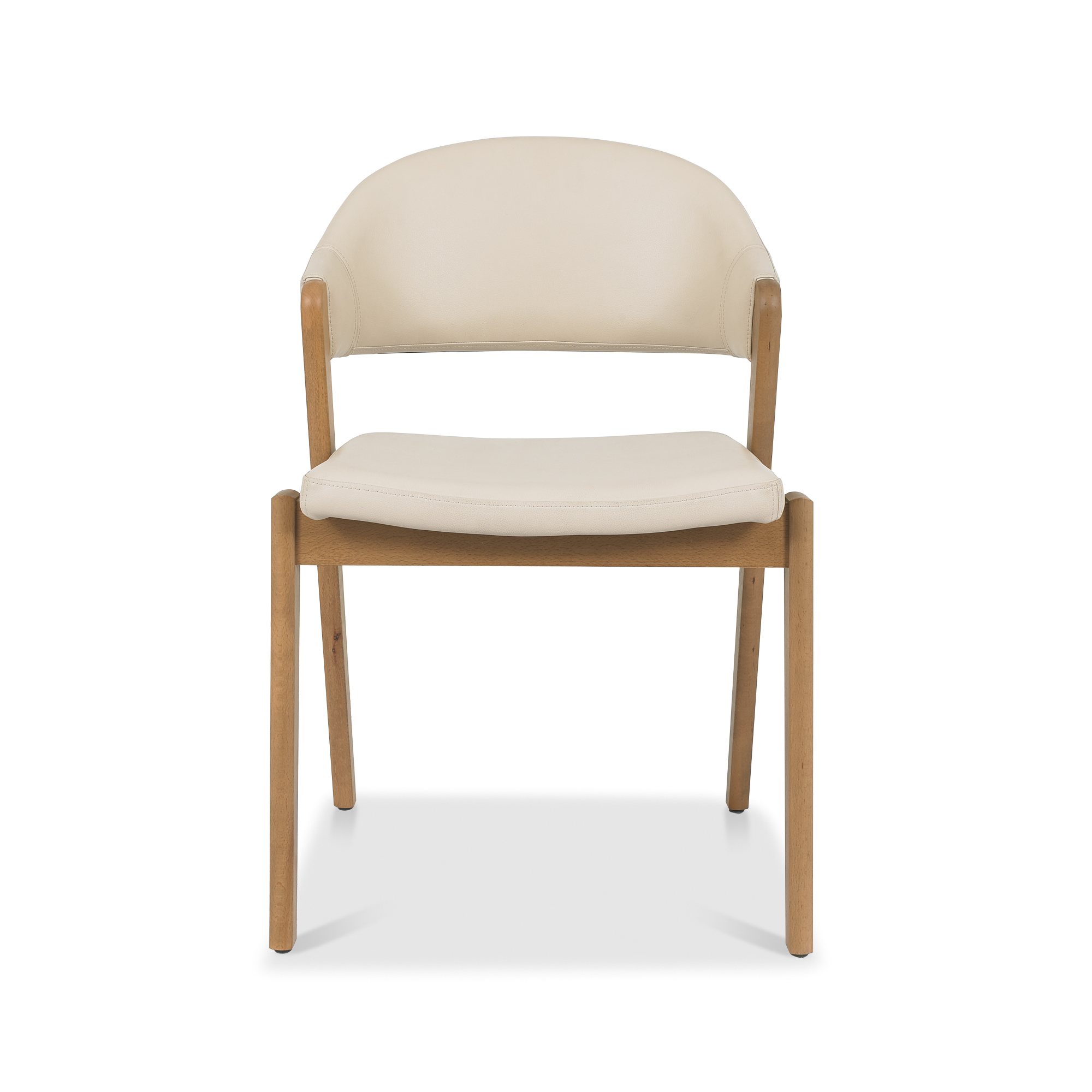 Rosen - Rustic Oak Dining Chair in Ivory Bonded Leather (Pair)