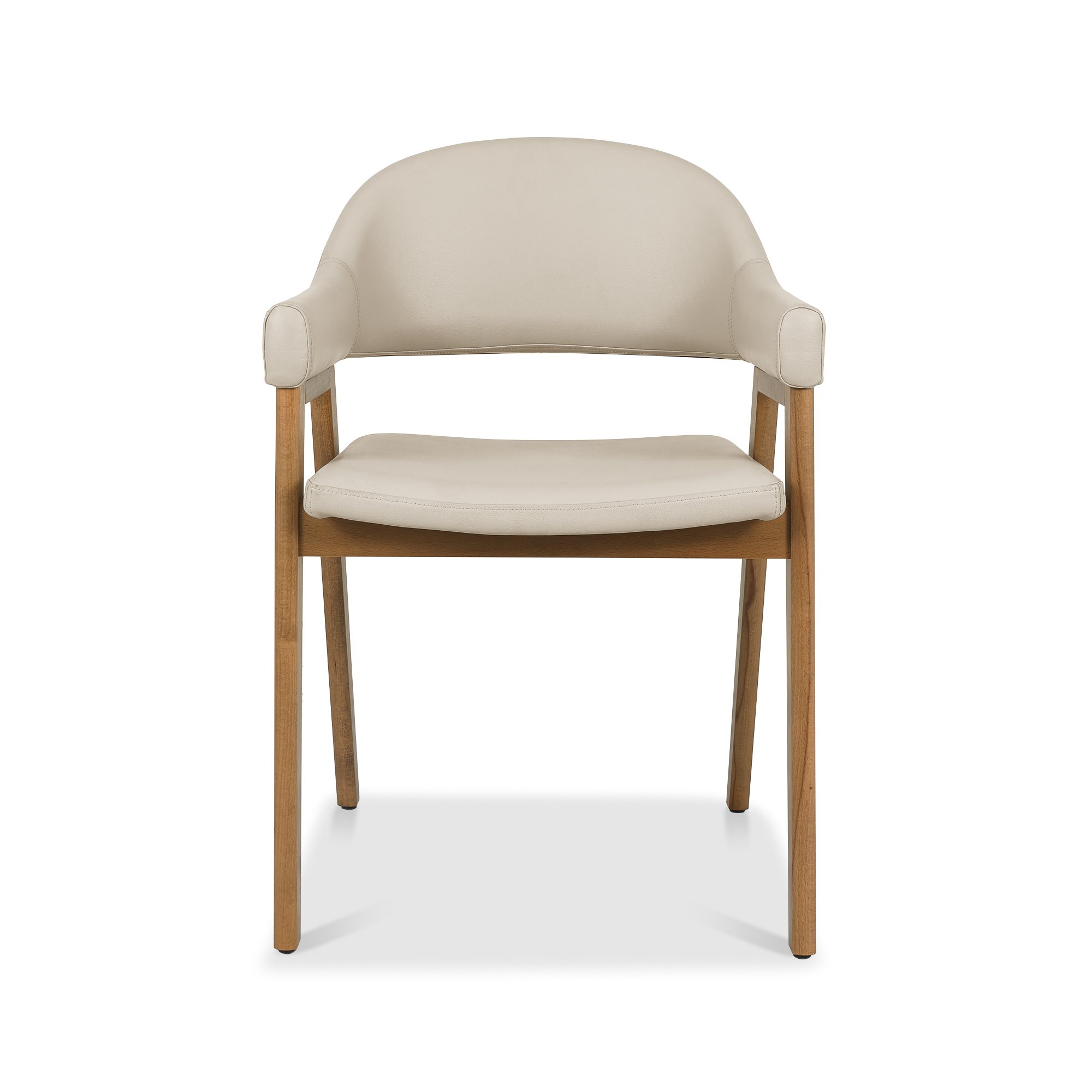 Rosen - Rustic Oak Dining Arm Chair in Ivory Bonded Leather (Pair)