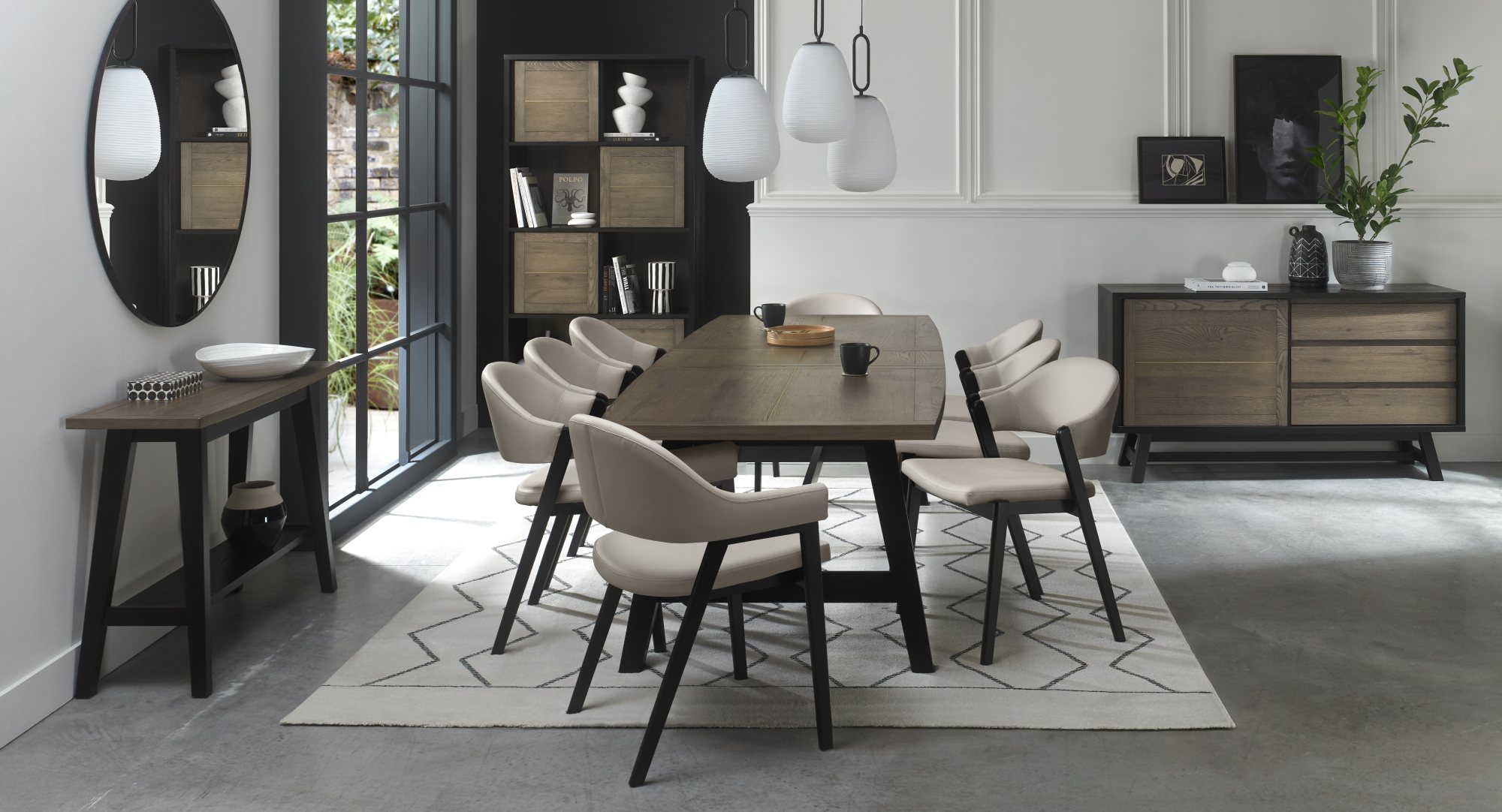 Rosen - Peppercorn Dining Arm Chair in Grey Bonded Leather (Pair)