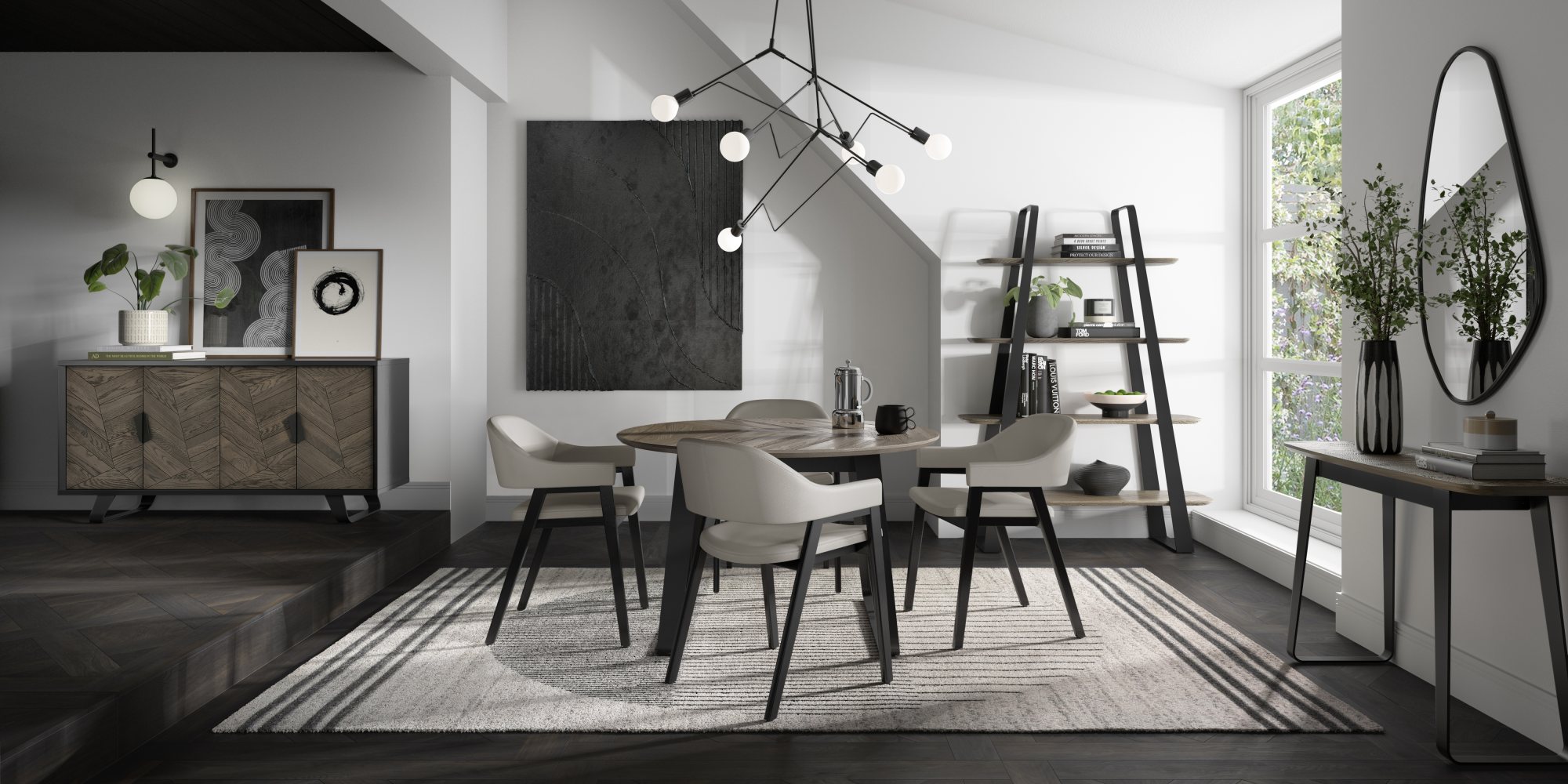 Rosen - Peppercorn Dining Arm Chair in Grey Bonded Leather (Pair)