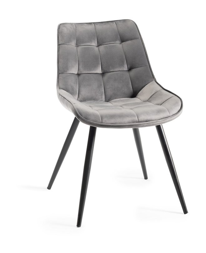 Miro - Glass 6 Seater Dining Table & 6 Grey Velvet Seurat Dining Chairs