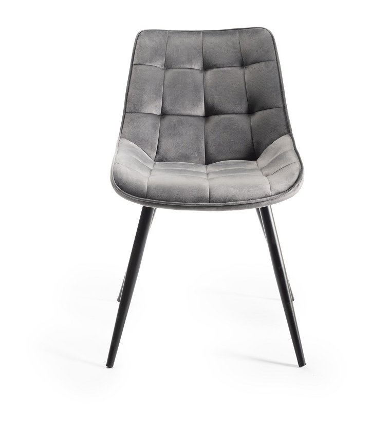 Miro - Glass 6 Seater Dining Table & 6 Grey Velvet Seurat Dining Chairs