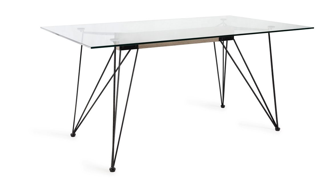 Miro - Glass 6 Seater Dining Table & 6 Grey Velvet Seurat Dining Chairs