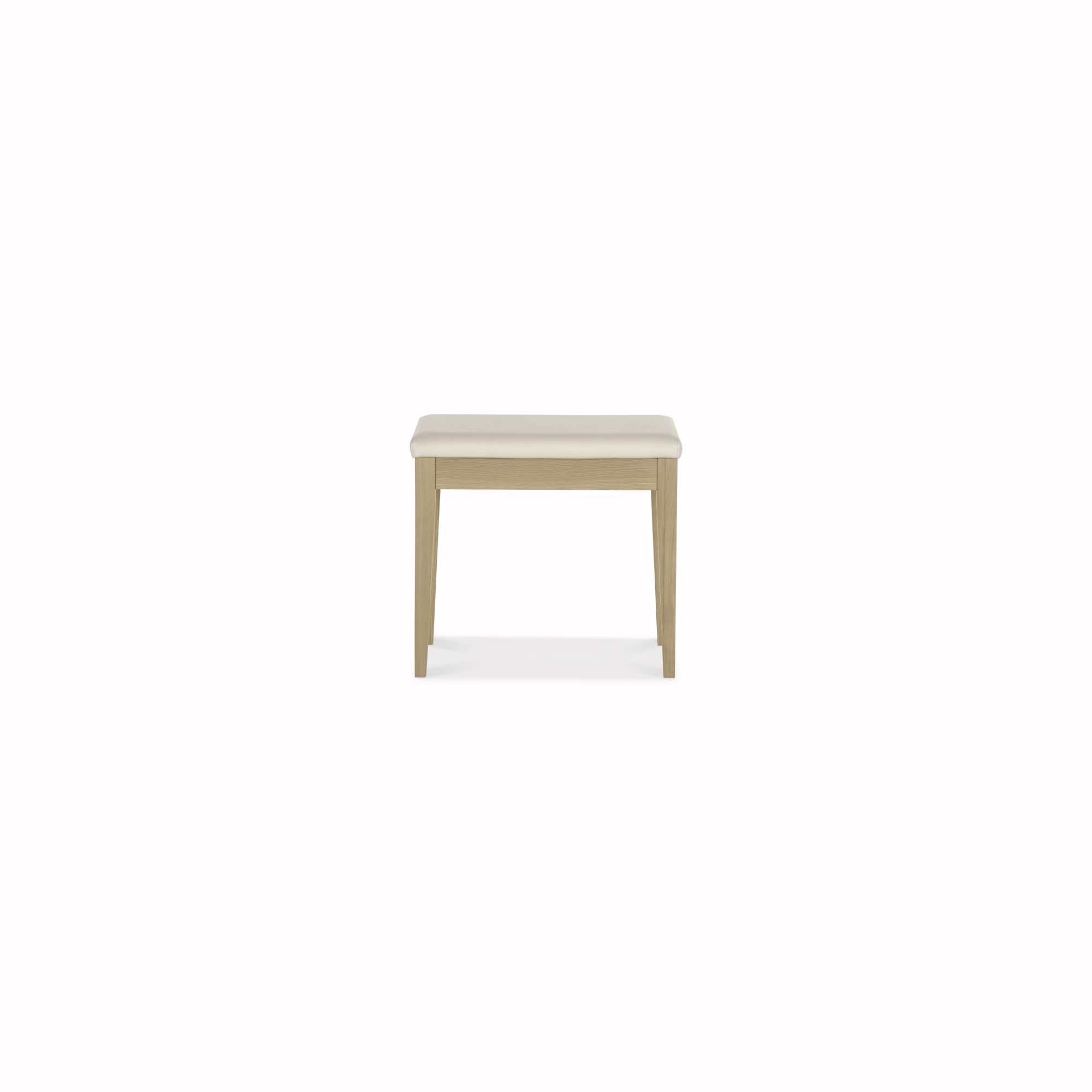 Rimini - Aged Oak Vanity Stool in Ivory Bonded Leather