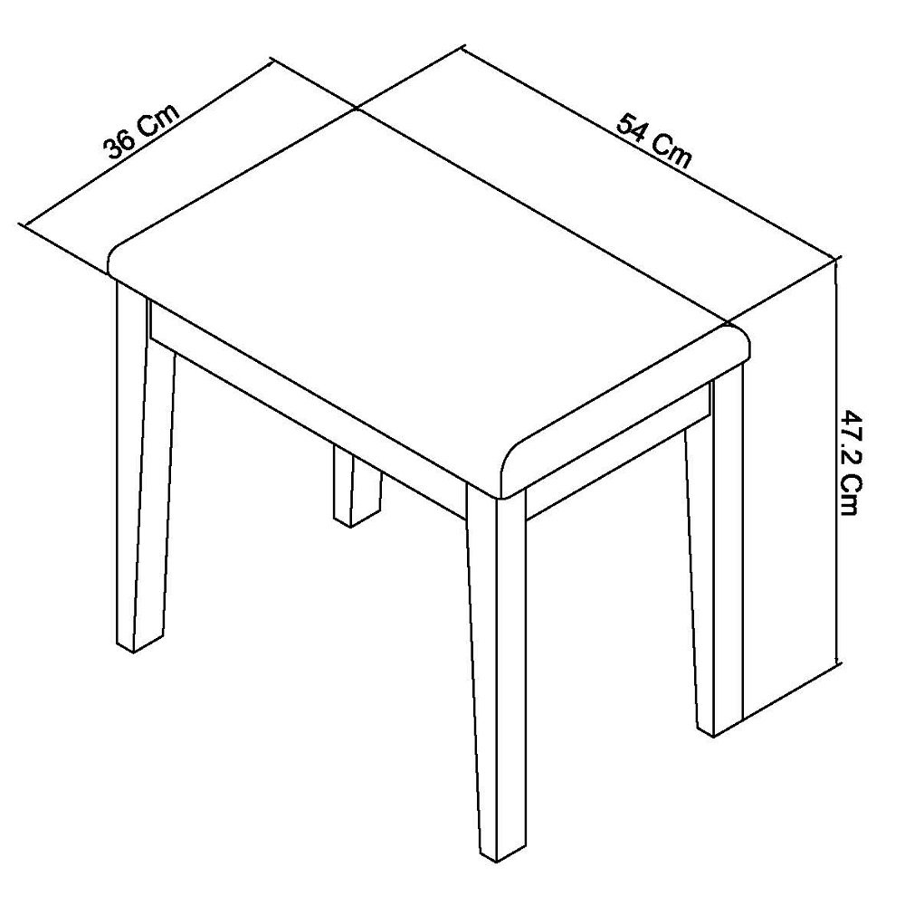 Rimini - Aged Oak Vanity Stool in Ivory Bonded Leather
