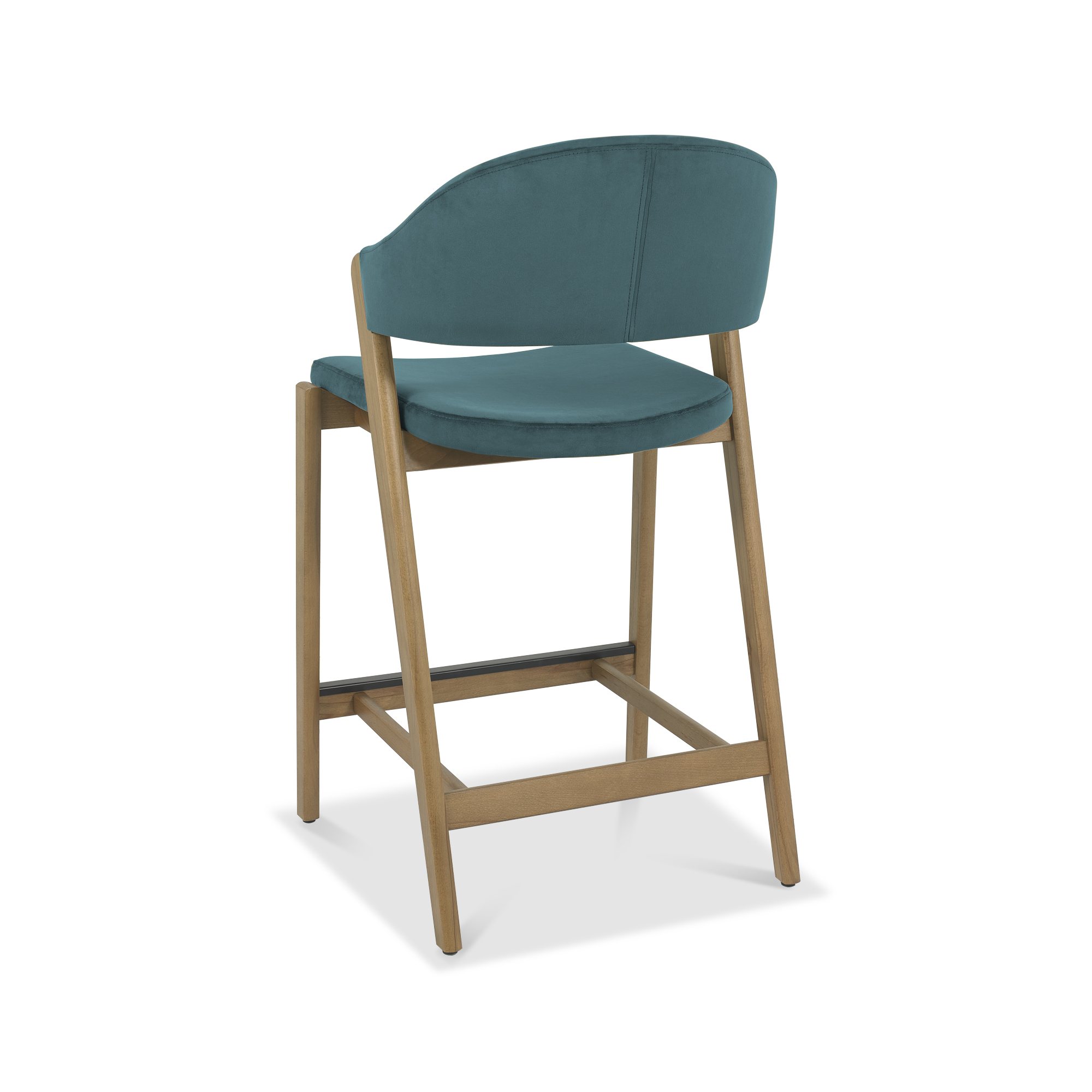 Rosen - Rustic Oak Bar Stool in Azure Velvet
