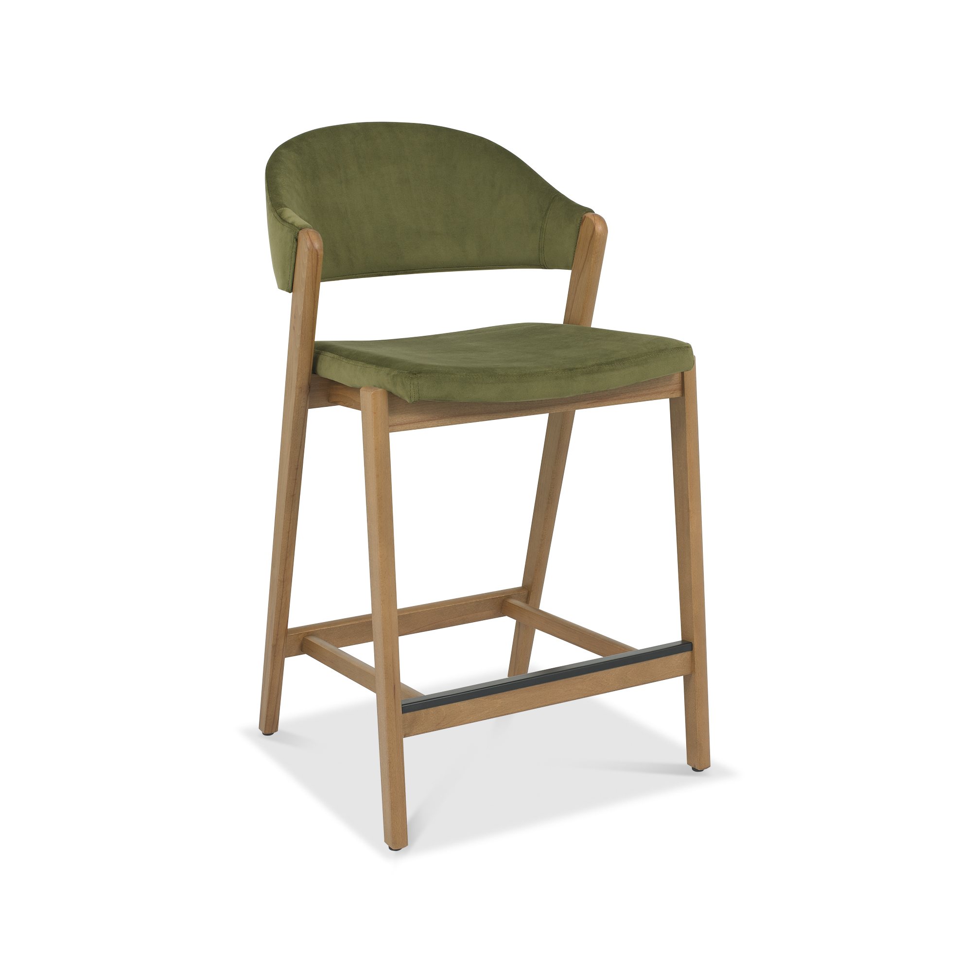 Rosen - Rustic Oak Bar Stool in Cedar Velvet