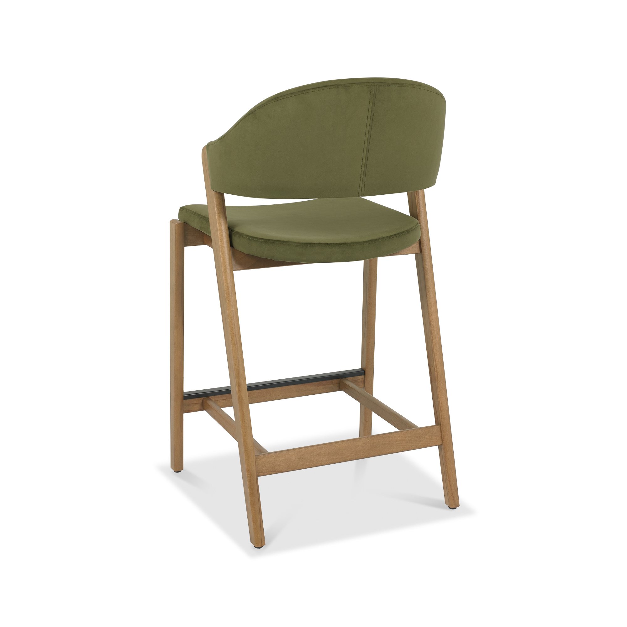 Rosen - Rustic Oak Bar Stool in Cedar Velvet