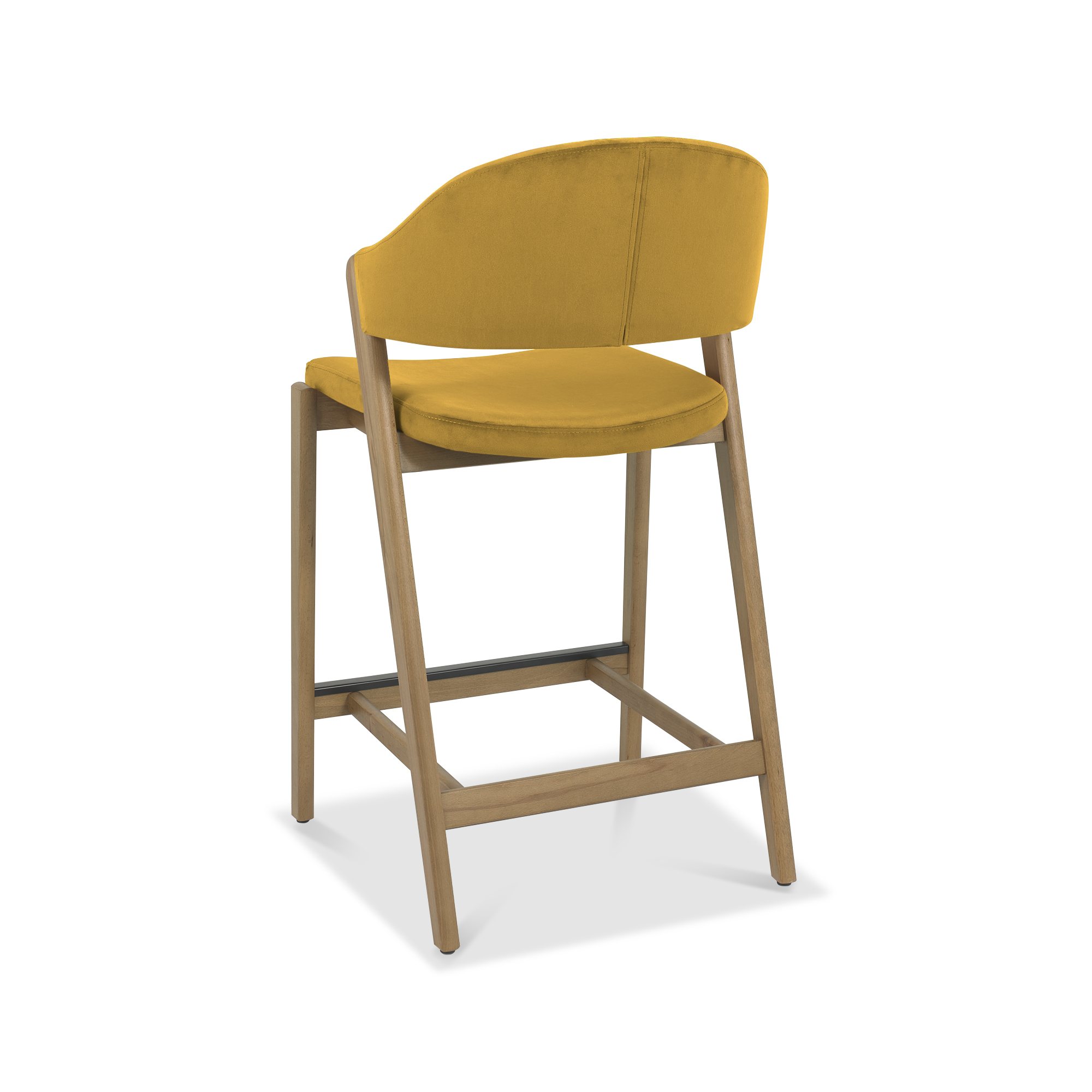 Rosen - Rustic Oak Bar Stool in Dark Mustard Velvet