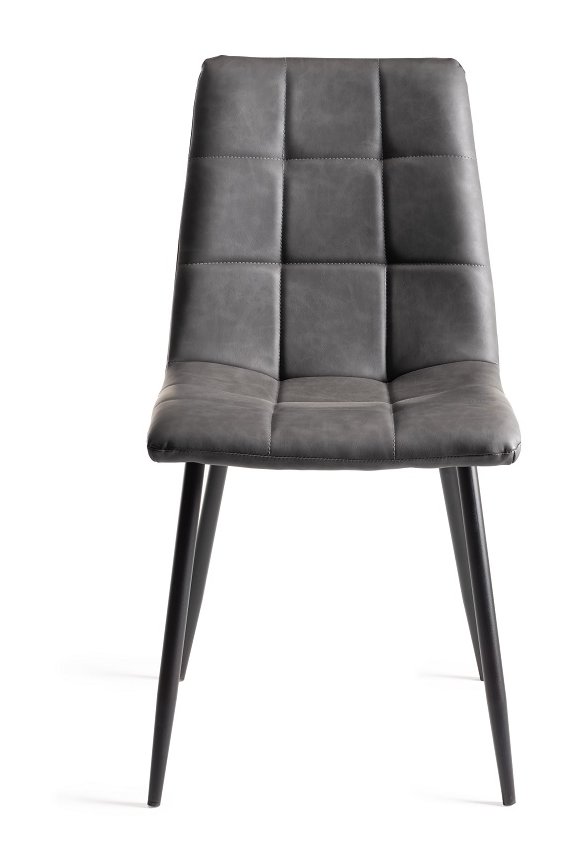 Martini - Glass 6 Seater Dining Table & 4 Dark Grey Faux Leather Mondrian Dining Chairs