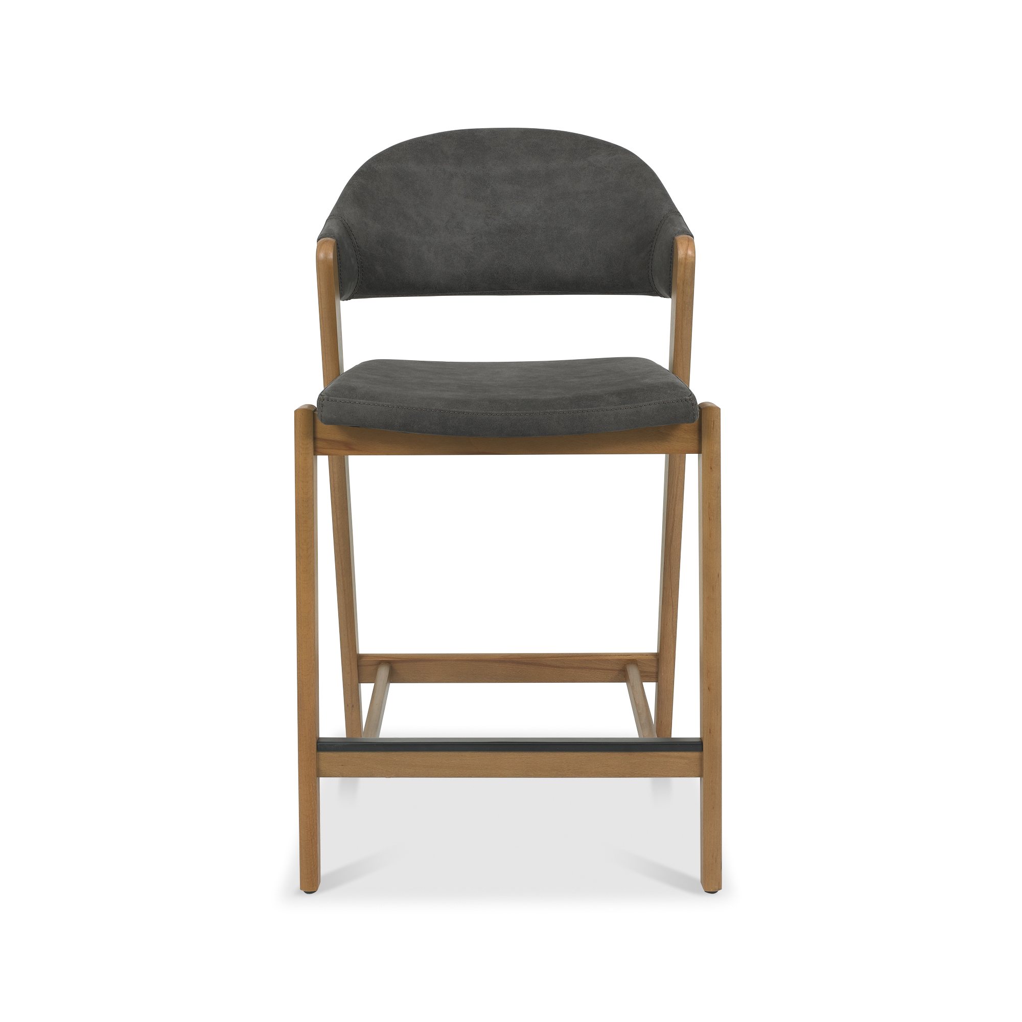 Rosen - Rustic Oak Bar Stool in Dark Grey Fabric