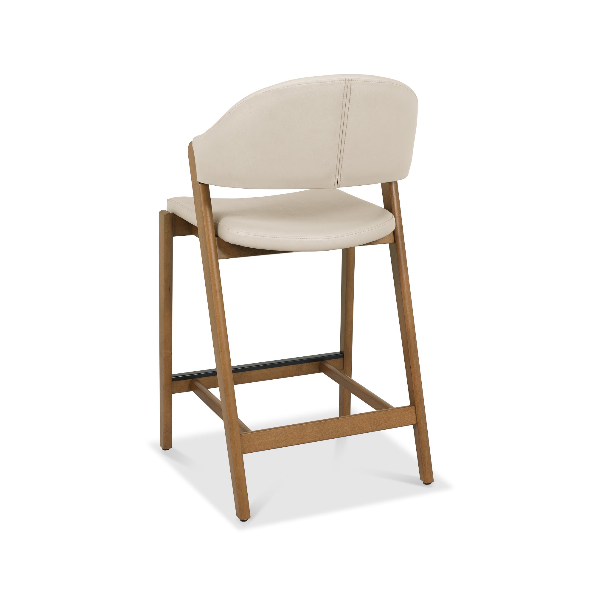 Rosen - Rustic Oak Bar Stool in Ivory Bonded Leather