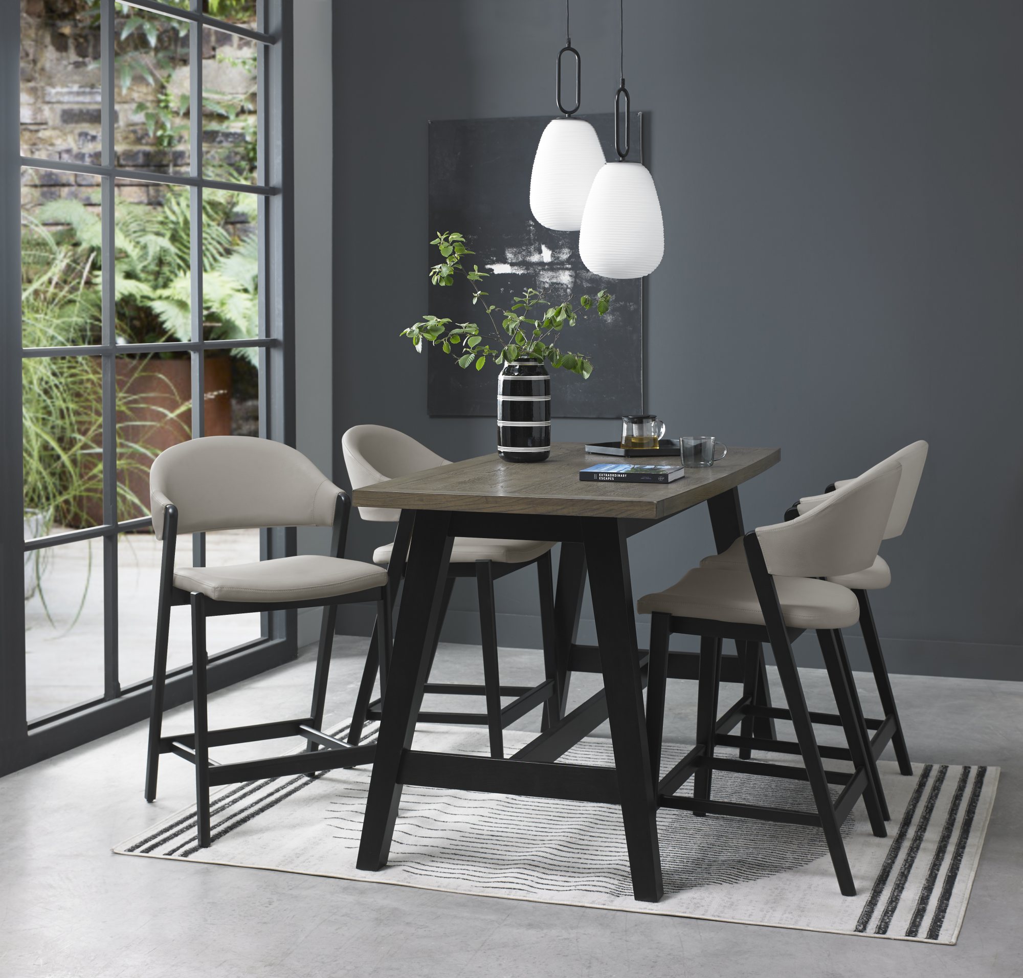 Rosen - Peppercorn Bar Stool in Grey Bonded Leather