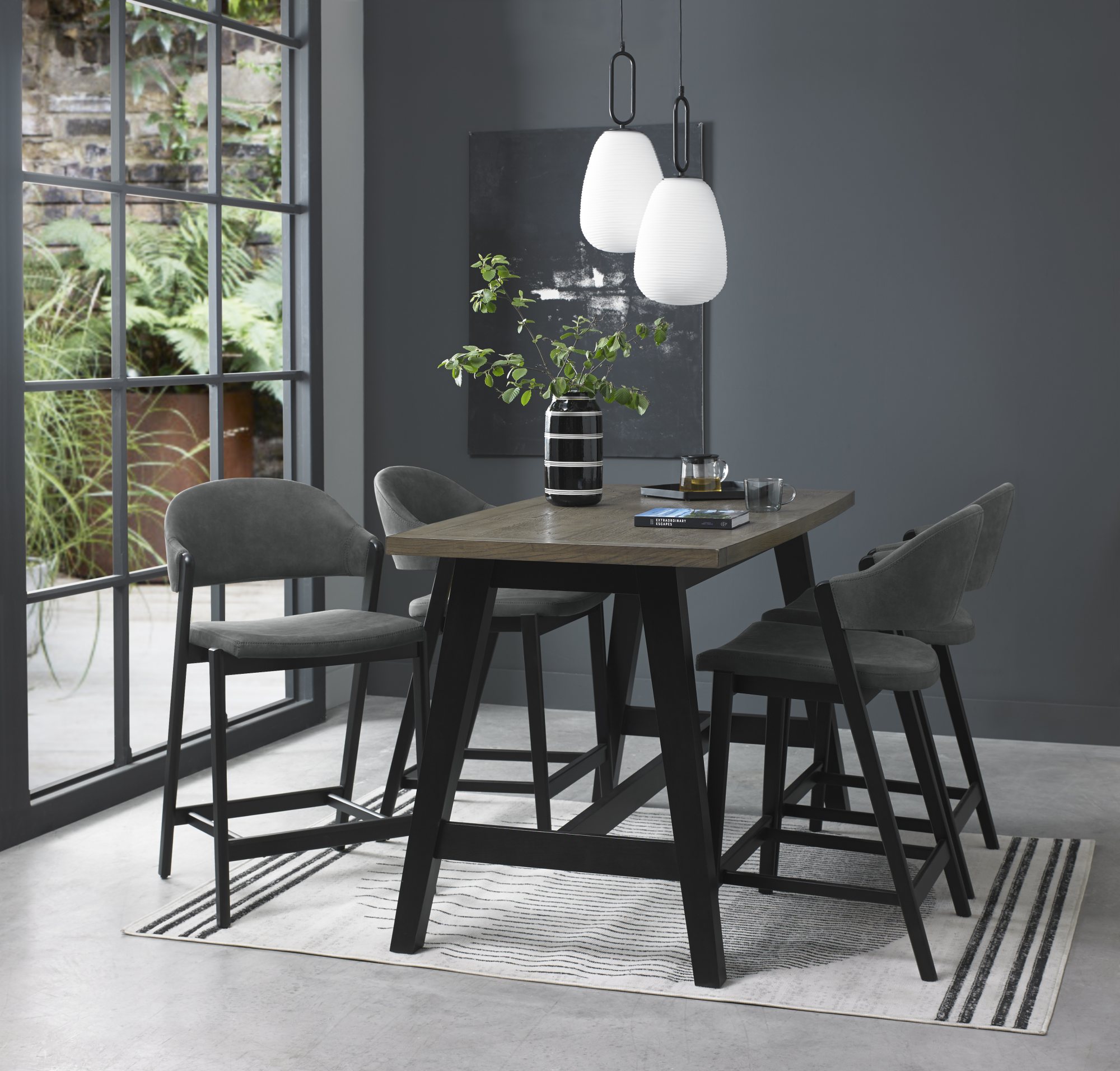 Rosen - Peppercorn Bar Stool in Dark Grey Fabric