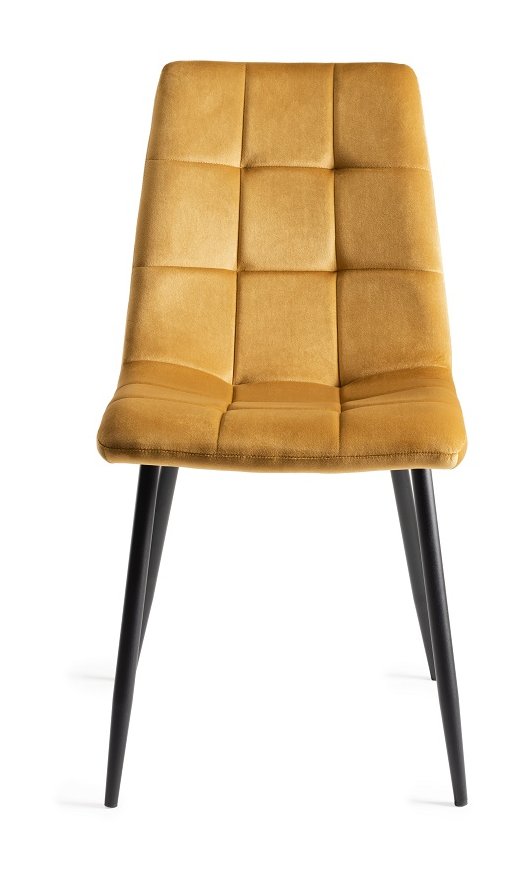 Martini - Glass 6 Seater Dining Table & 4 Mustard Velvet Mondrian Dining Chairs