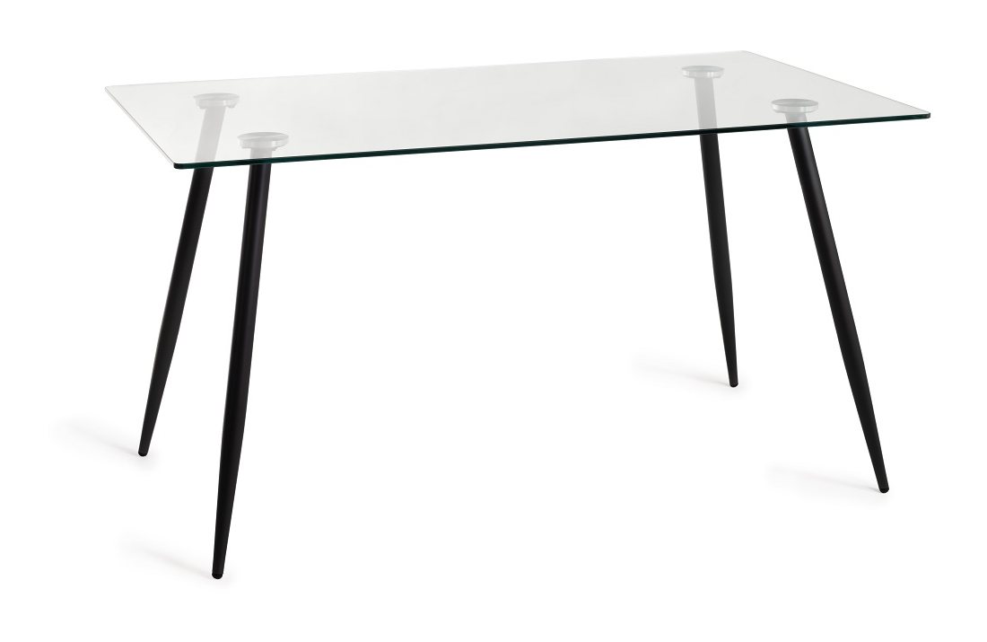 Martini - Glass 6 Seater Dining Table & 4 Grey Velvet Mondrian Dining Chairs