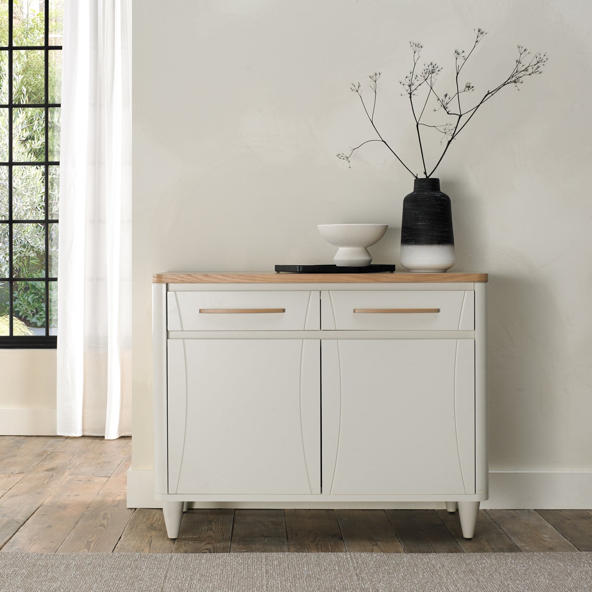 Norman Scandi Oak & Soft Grey Narrow Sideboard