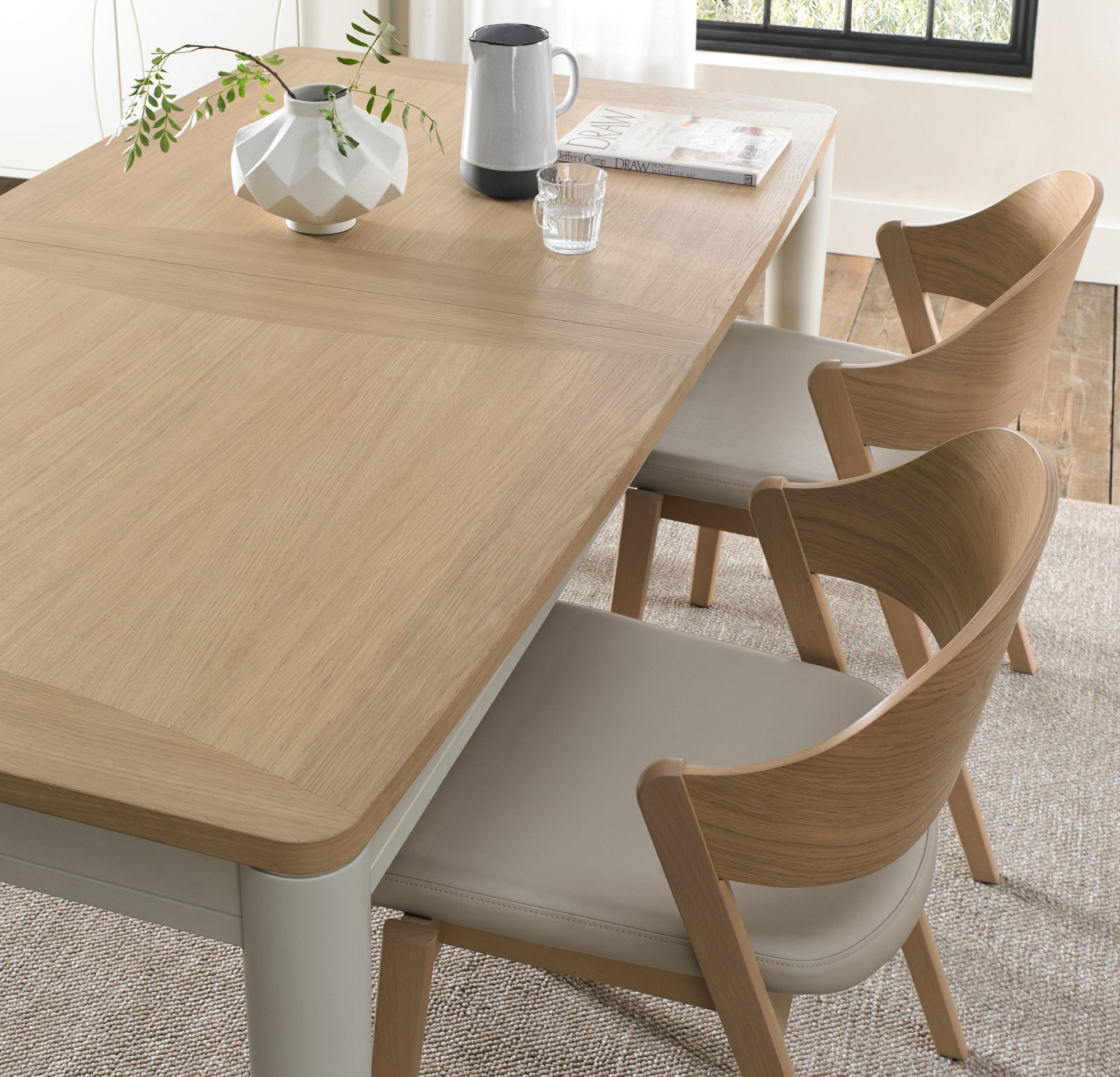 Norman Scandi Oak & Soft Grey 4-6 Extension Dining Table