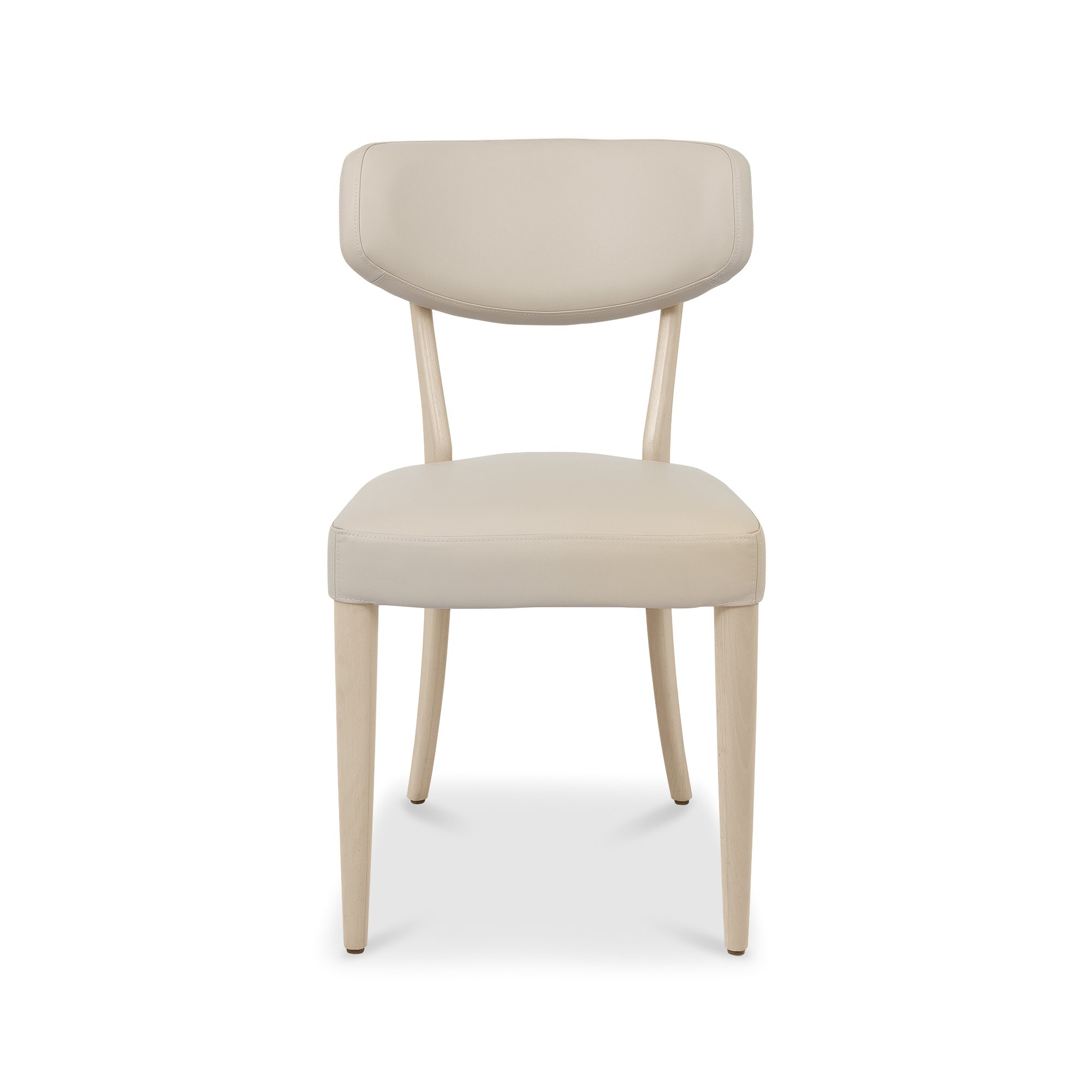 Norman - Scandi Oak Dining Chair in Ivory Bonded Leather (Pair)