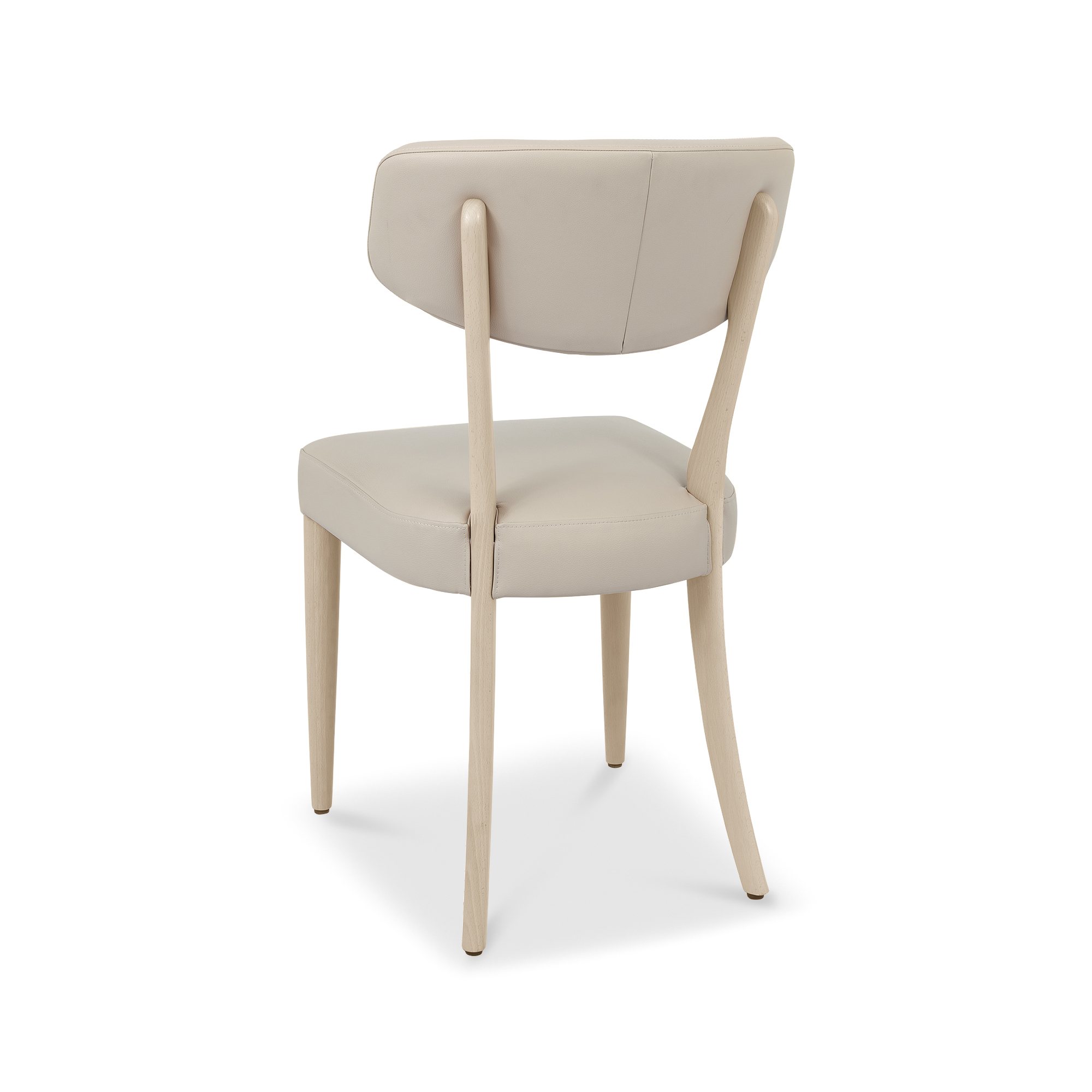 Norman - Scandi Oak Dining Chair in Ivory Bonded Leather (Pair)