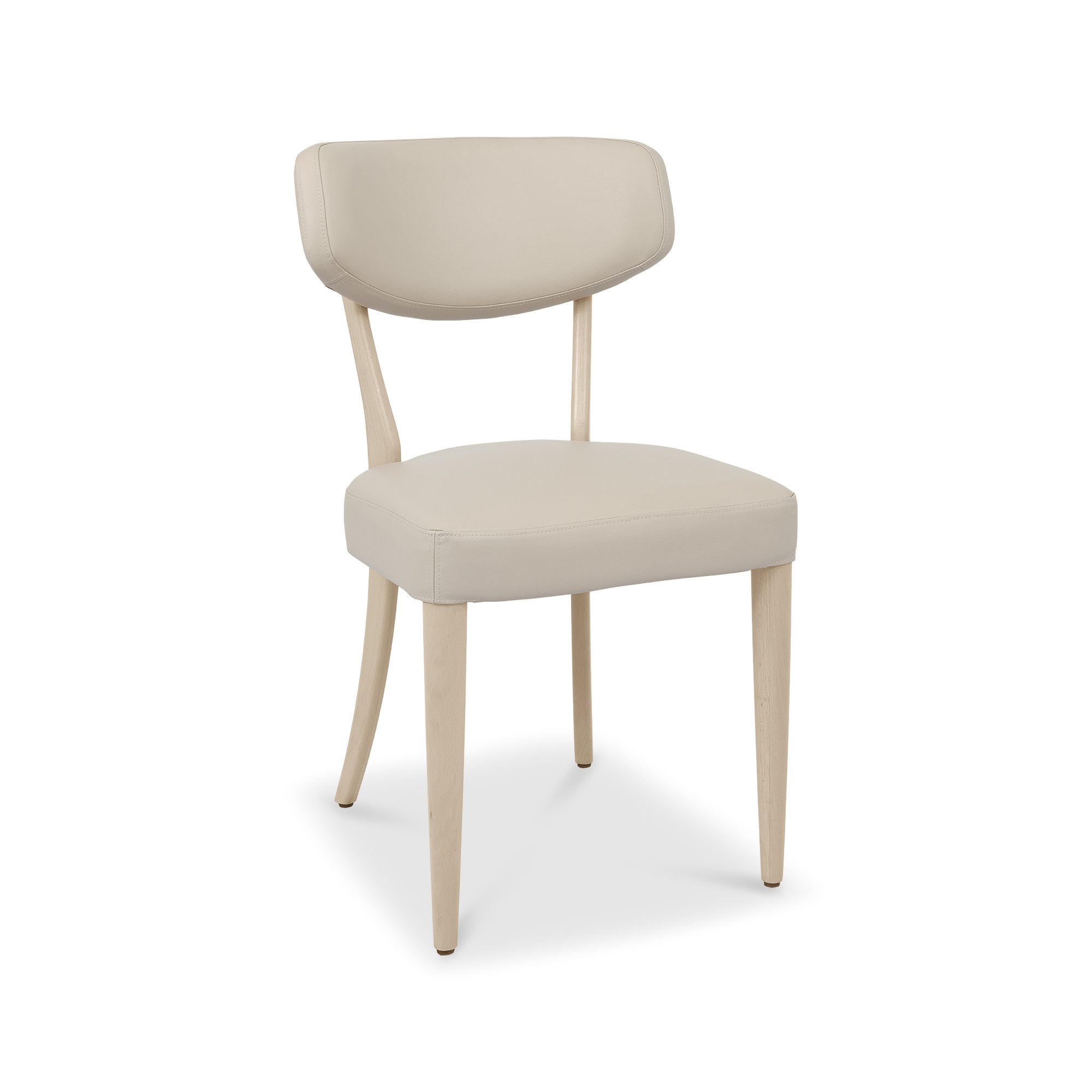 Norman - Scandi Oak Dining Chair in Ivory Bonded Leather (Pair)