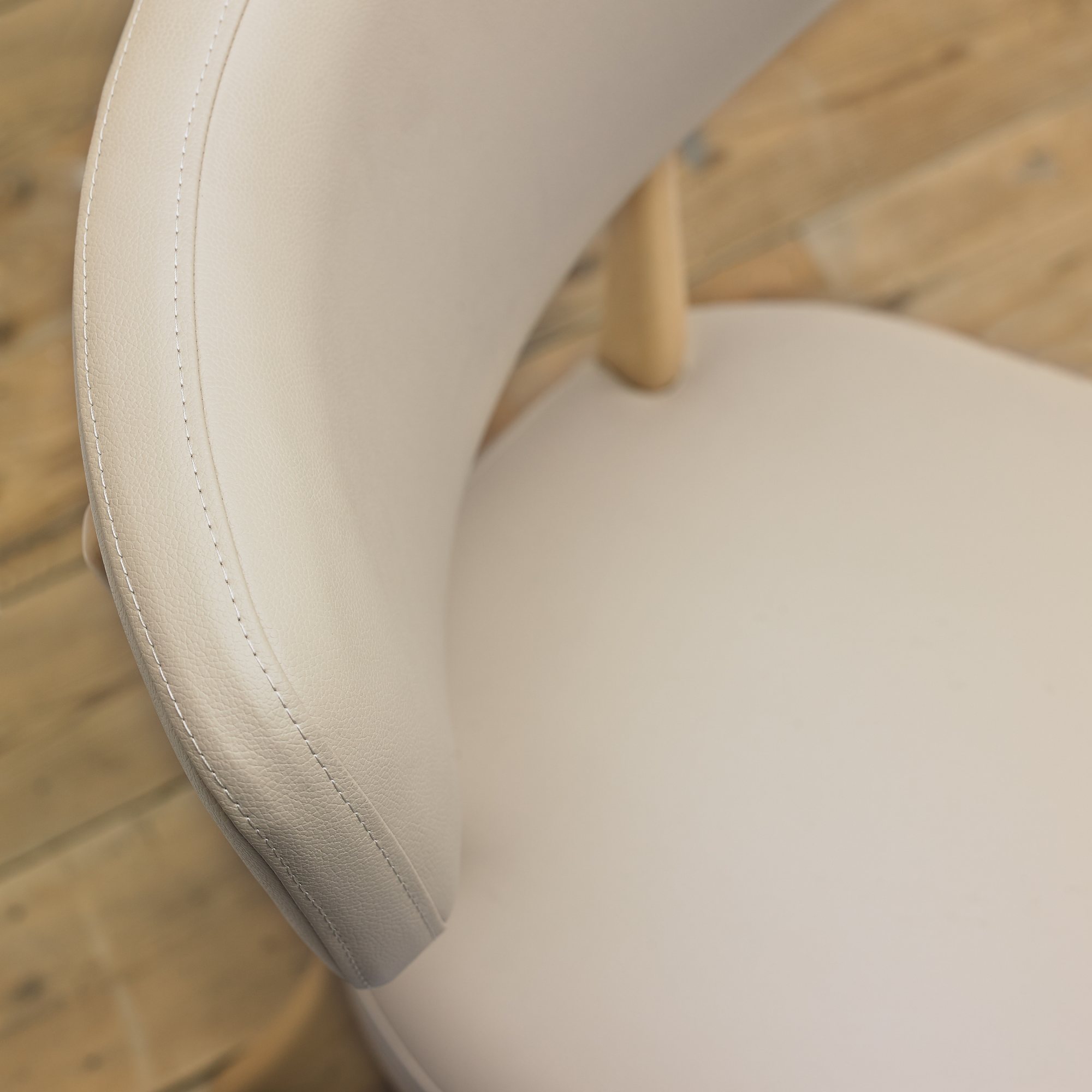 Norman - Scandi Oak Dining Chair in Ivory Bonded Leather (Pair)