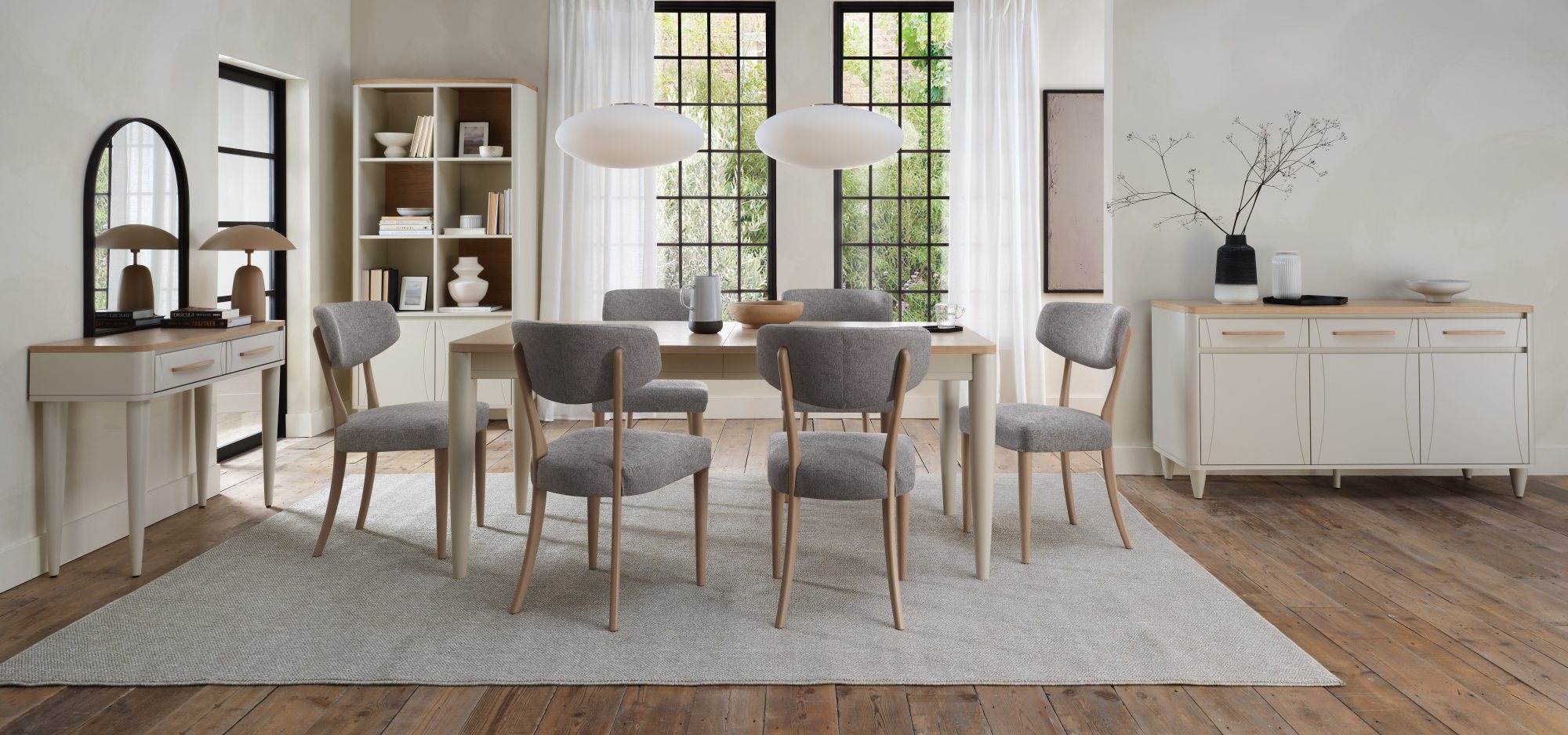 Norman - Scandi Oak Dining Chair in Grey Fabric (Pair)