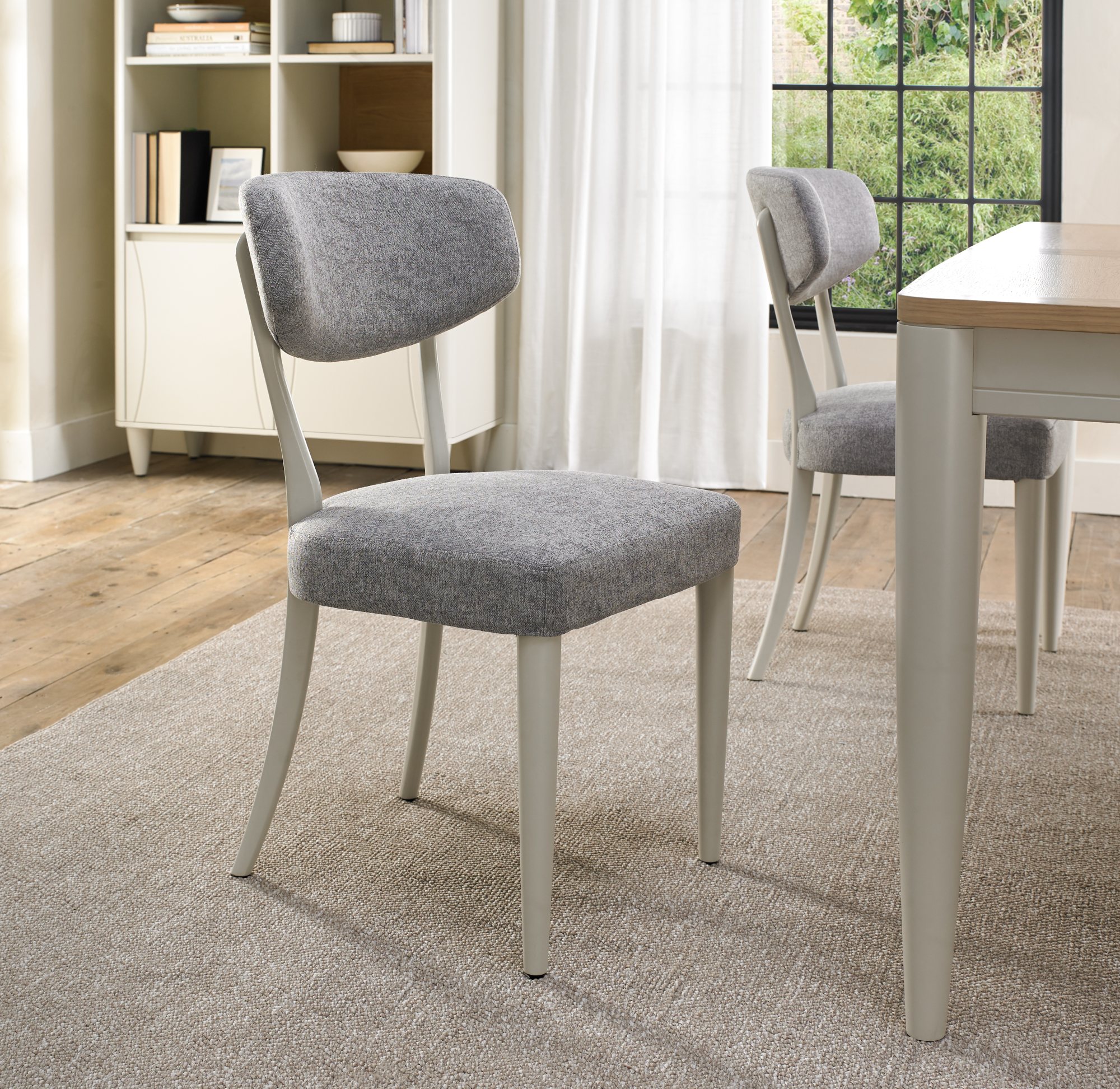 Norman Soft Grey Upholstered Chairs in Grey Fabric
