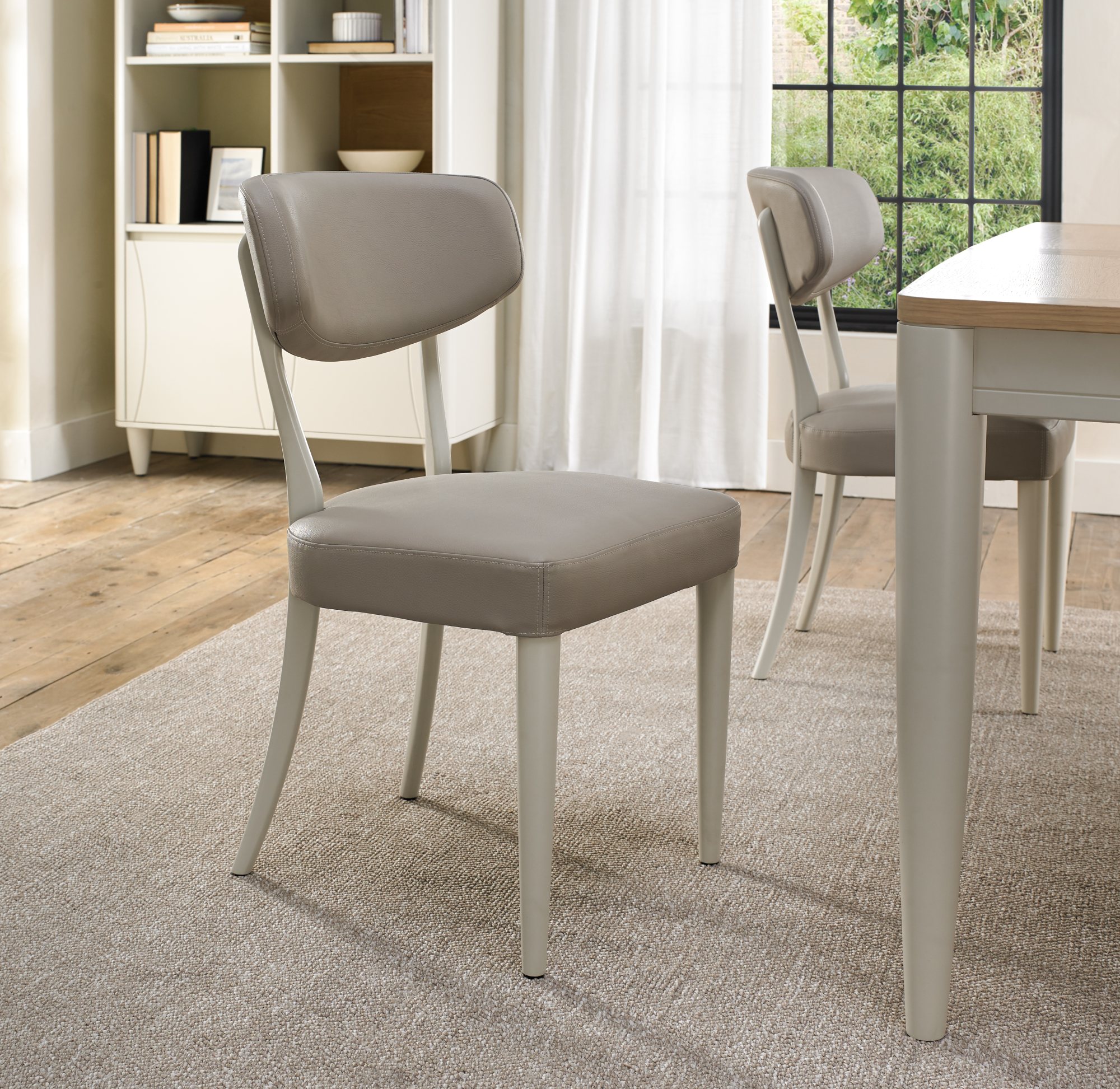 Norman Soft Grey Upholstered Chairs in Grey Bonded Leather