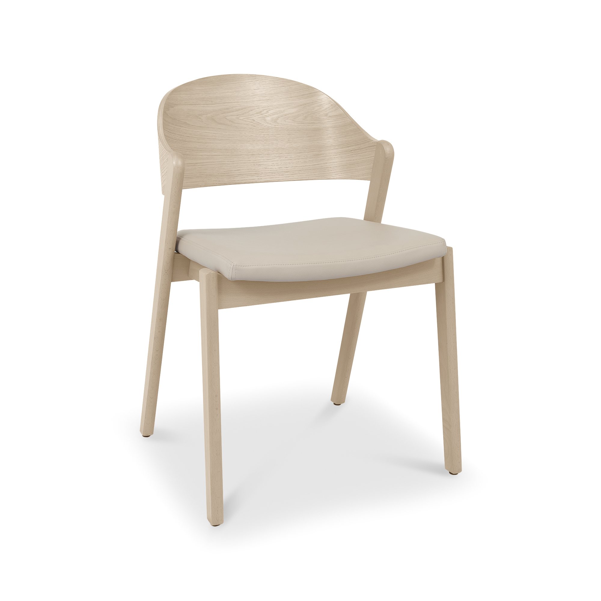 Astra - Scandi Oak Dining Chair in Ivory Bonded Leather (Pair)