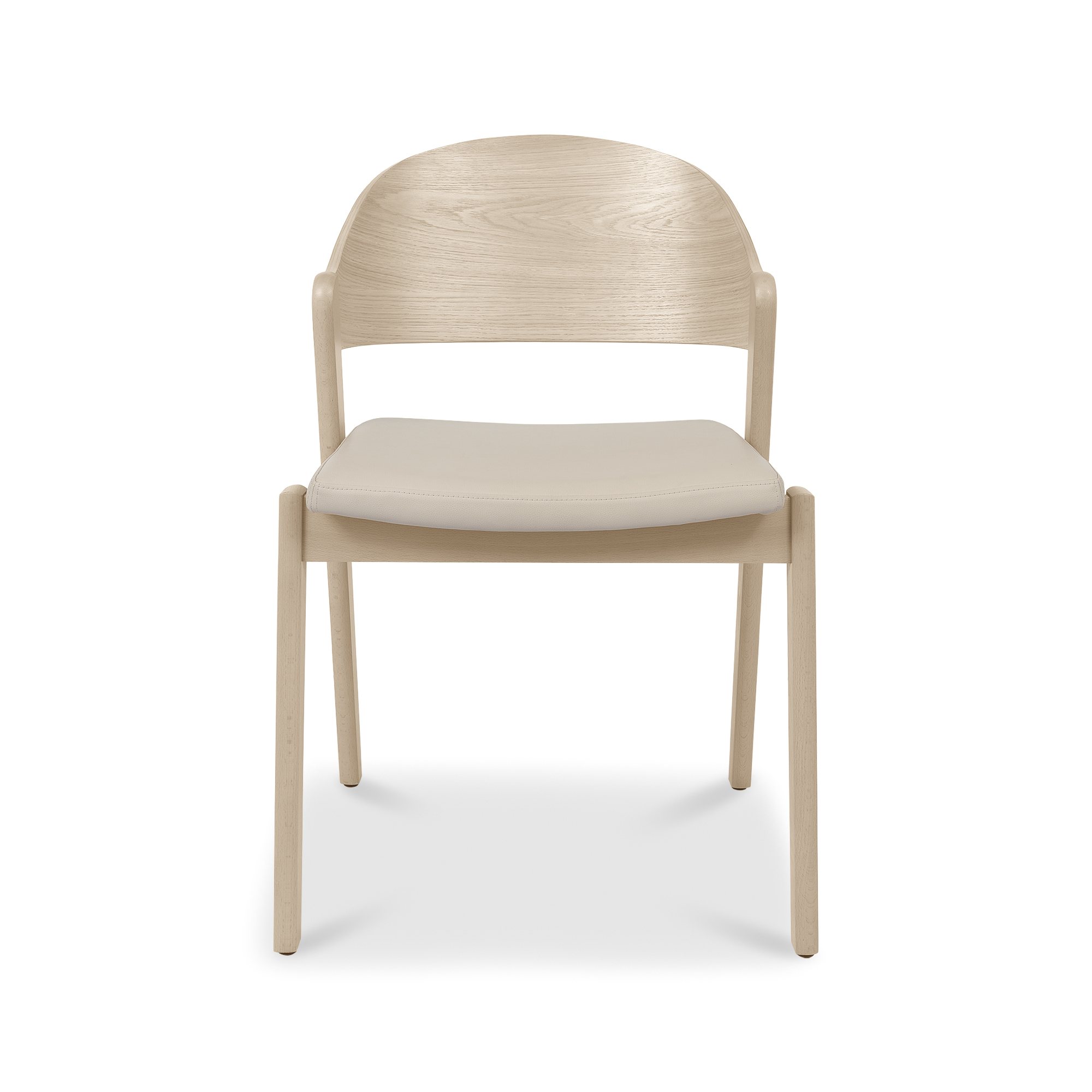 Astra - Scandi Oak Dining Chair in Ivory Bonded Leather (Pair)