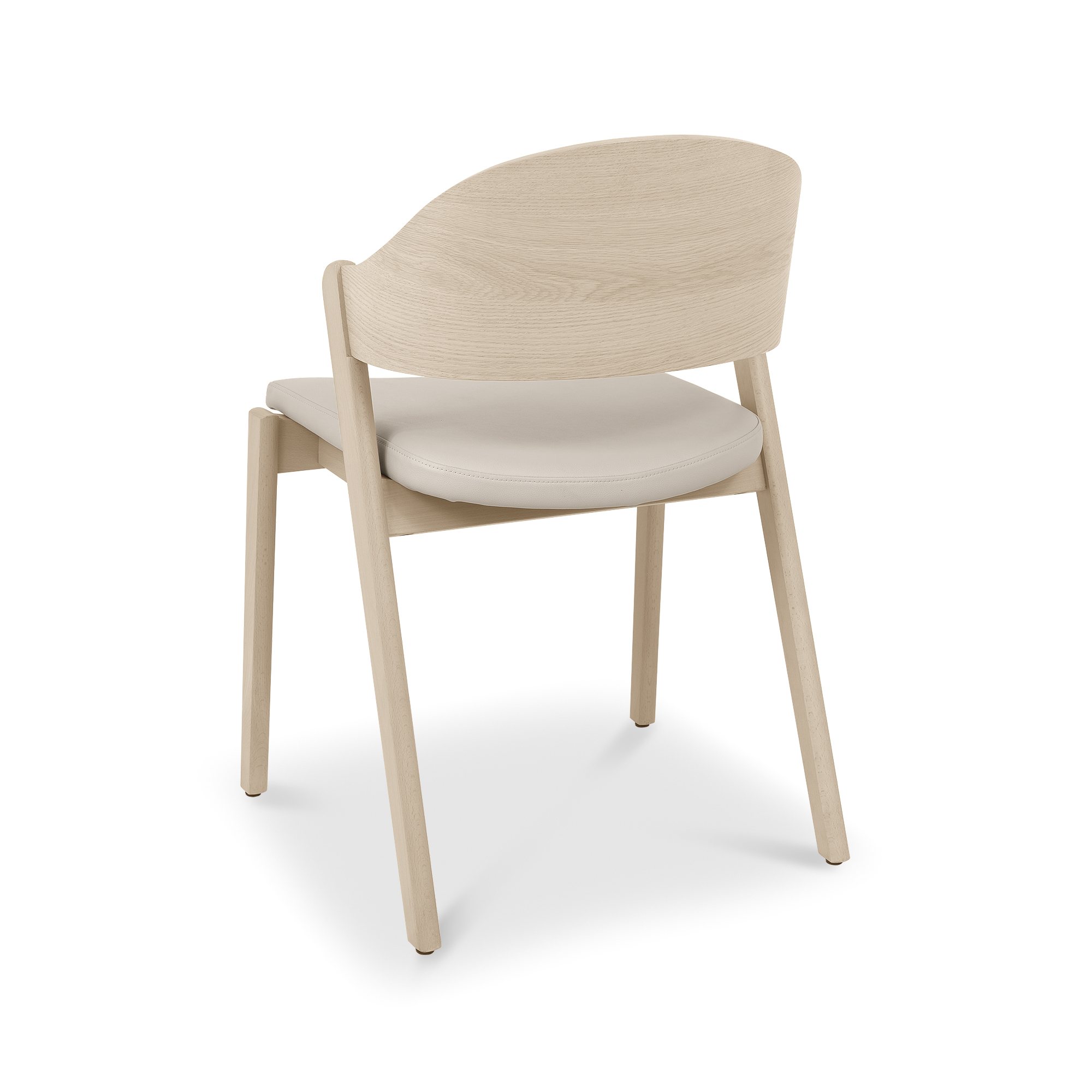 Astra - Scandi Oak Dining Chair in Ivory Bonded Leather (Pair)