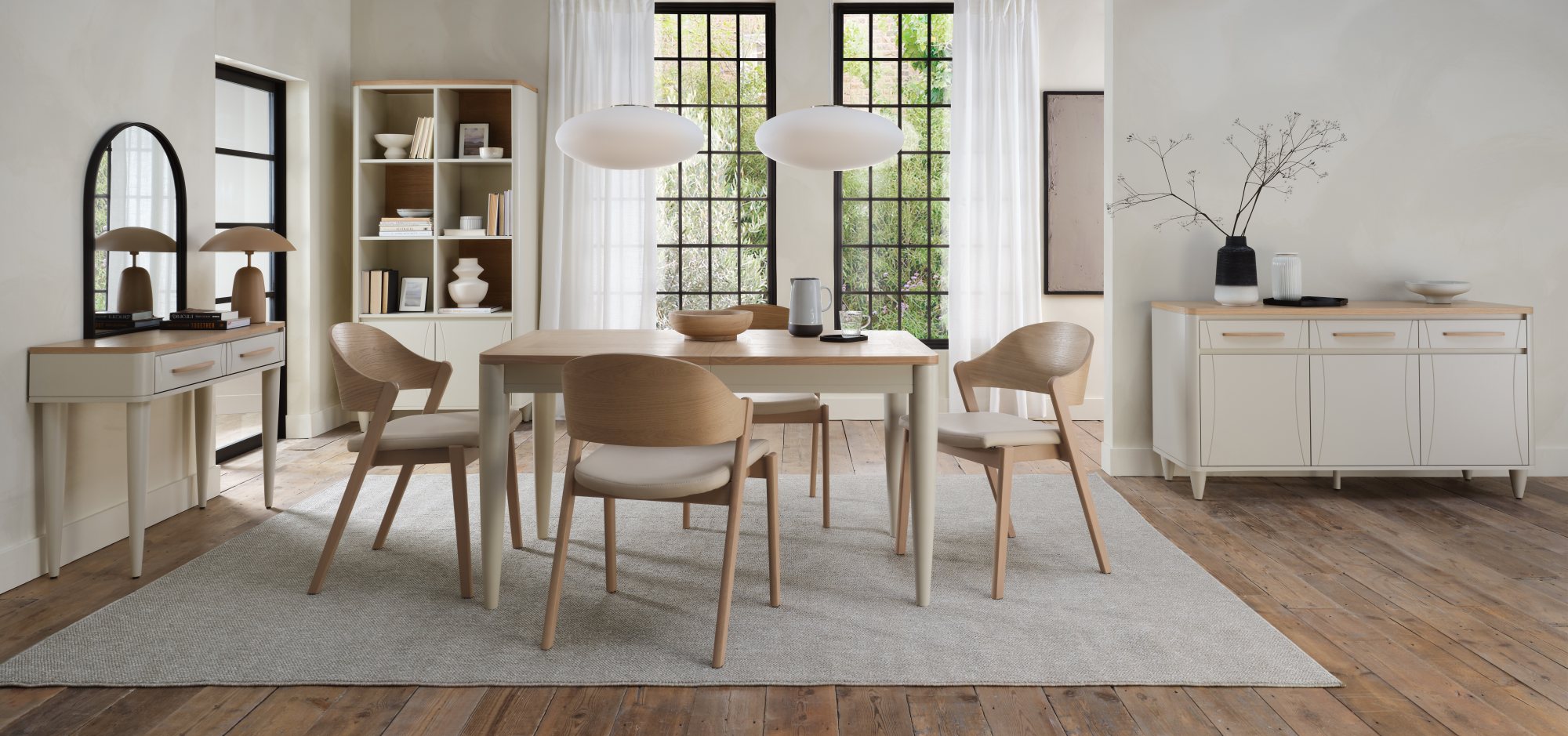 Astra - Scandi Oak Dining Chair in Ivory Bonded Leather (Pair)