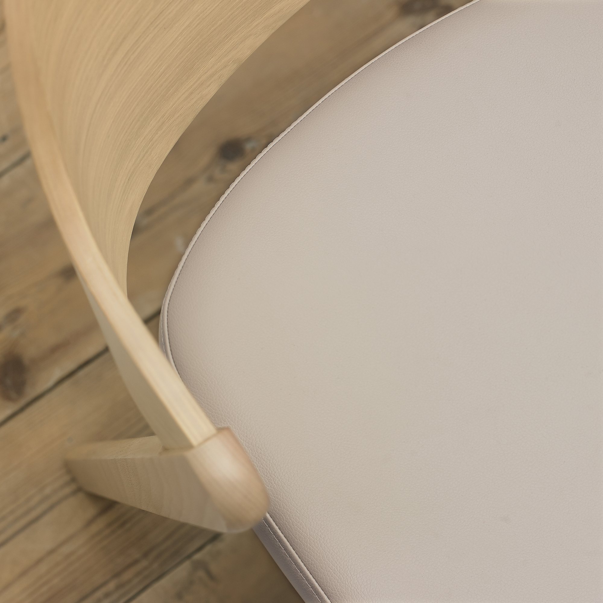 Astra - Scandi Oak Dining Chair in Ivory Bonded Leather (Pair)