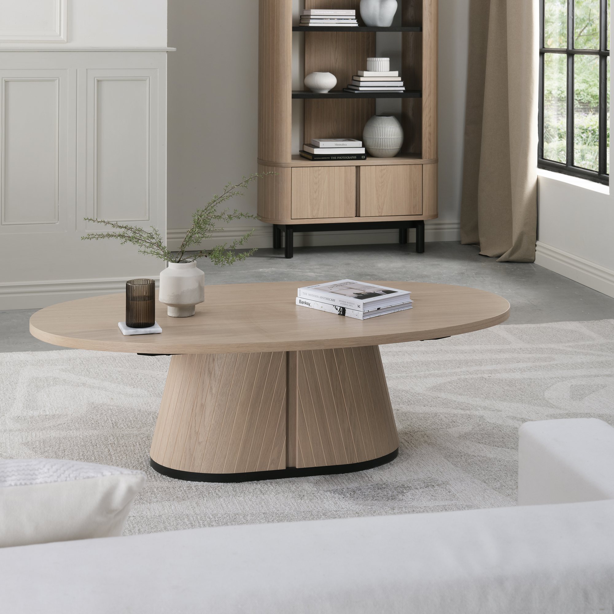 Astra Scandi Oak & Peppercorn Oval Coffee Table
