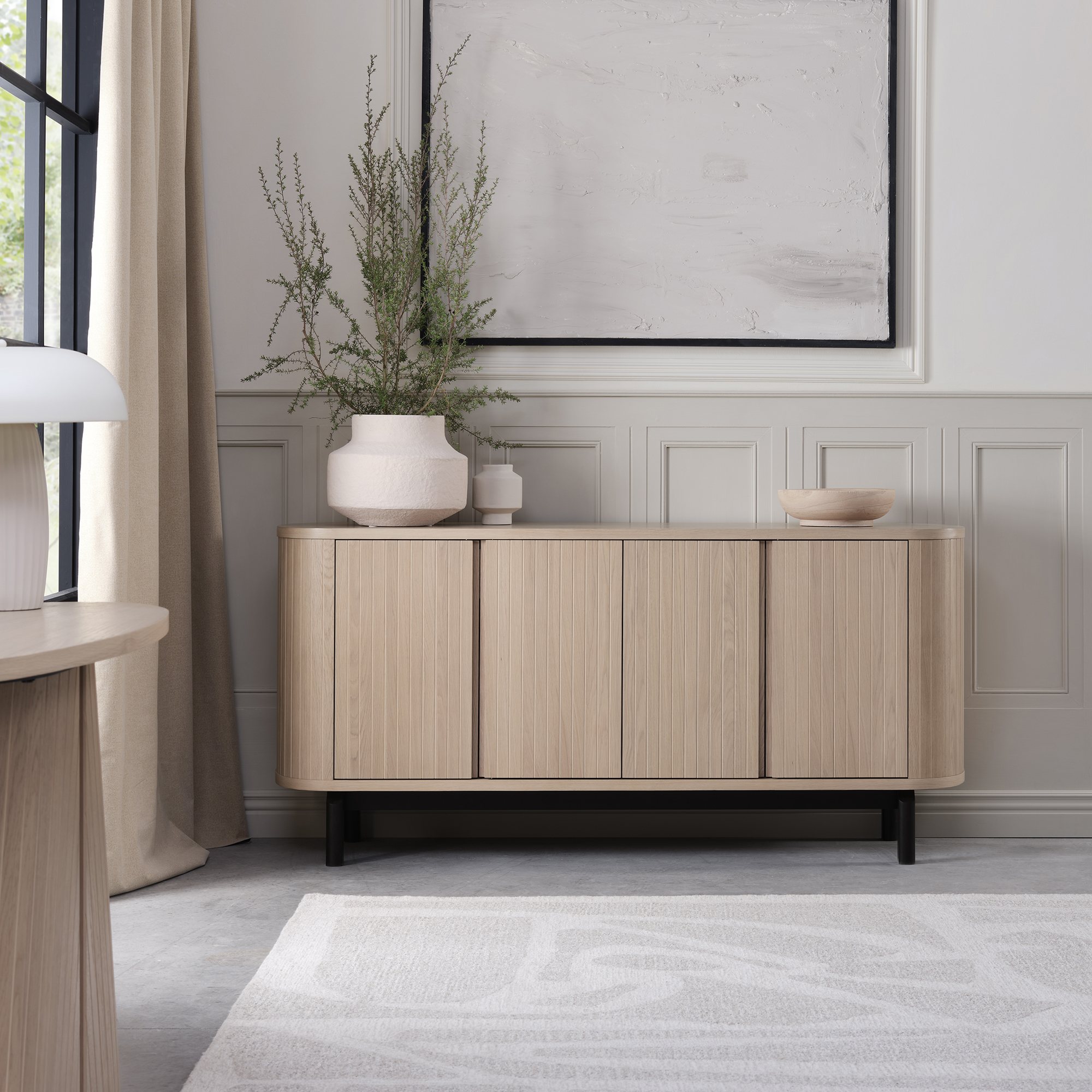 Astra Scandi Oak & Peppercorn Wide Sideboard