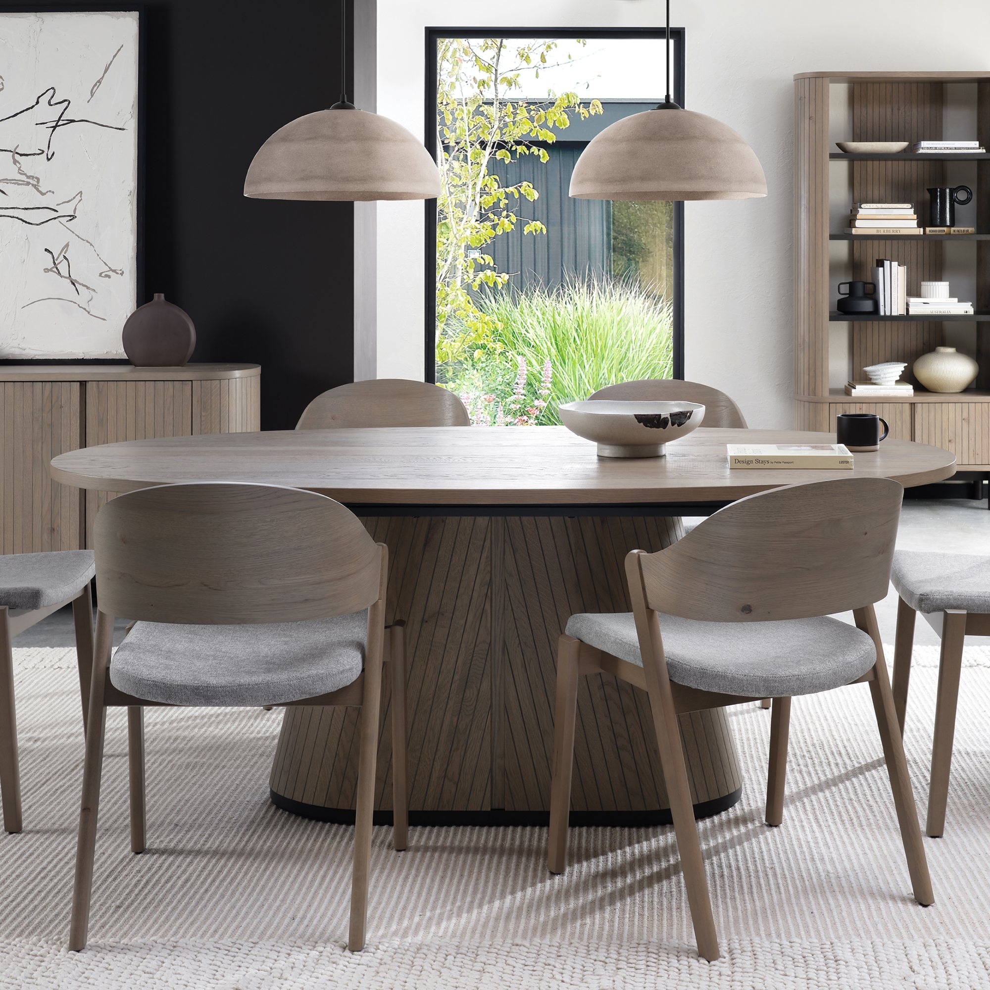 Astra Grey Oiled Oak & Peppercorn 6 Seater Table