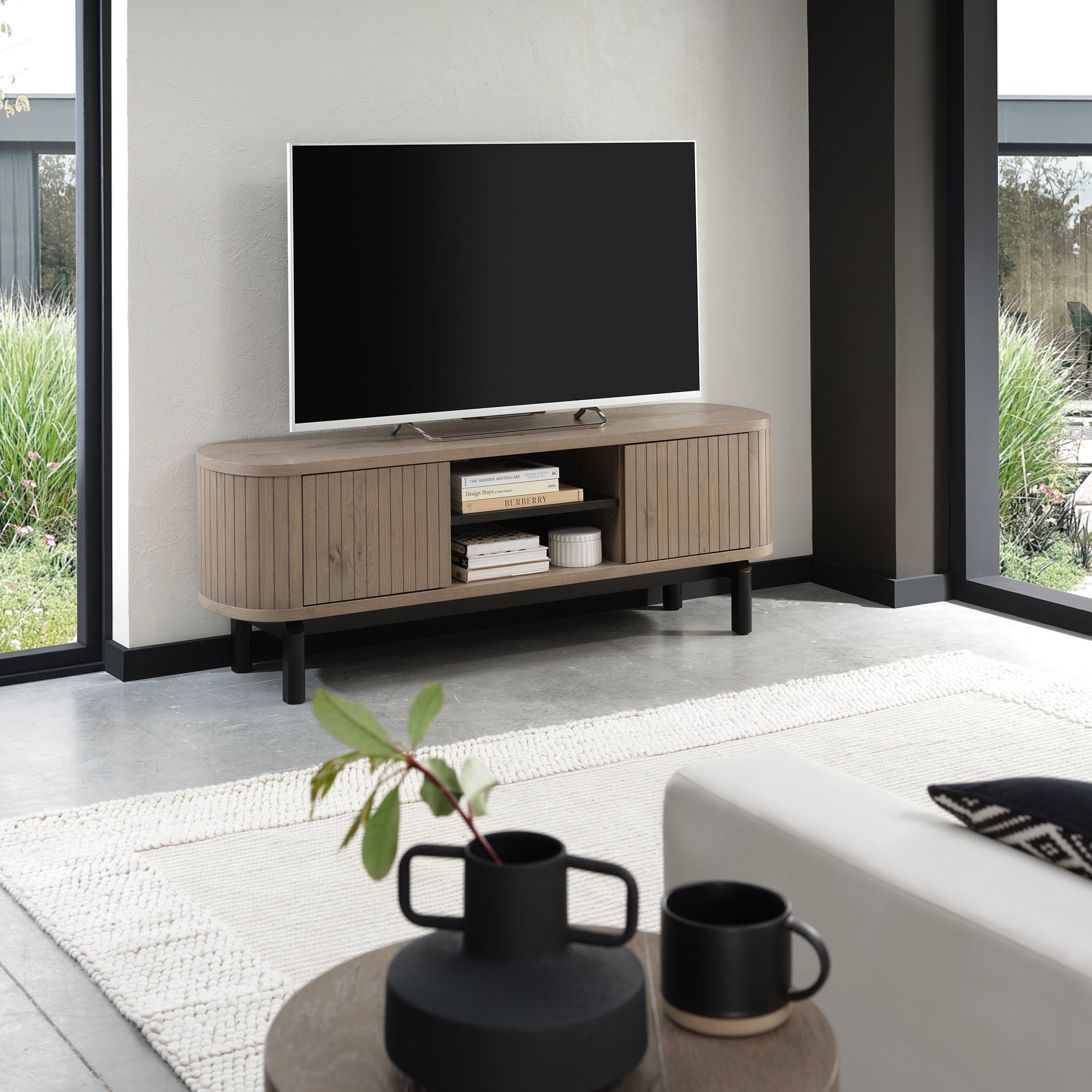 Astra Grey Oiled Oak & Peppercorn Entertainment Unit