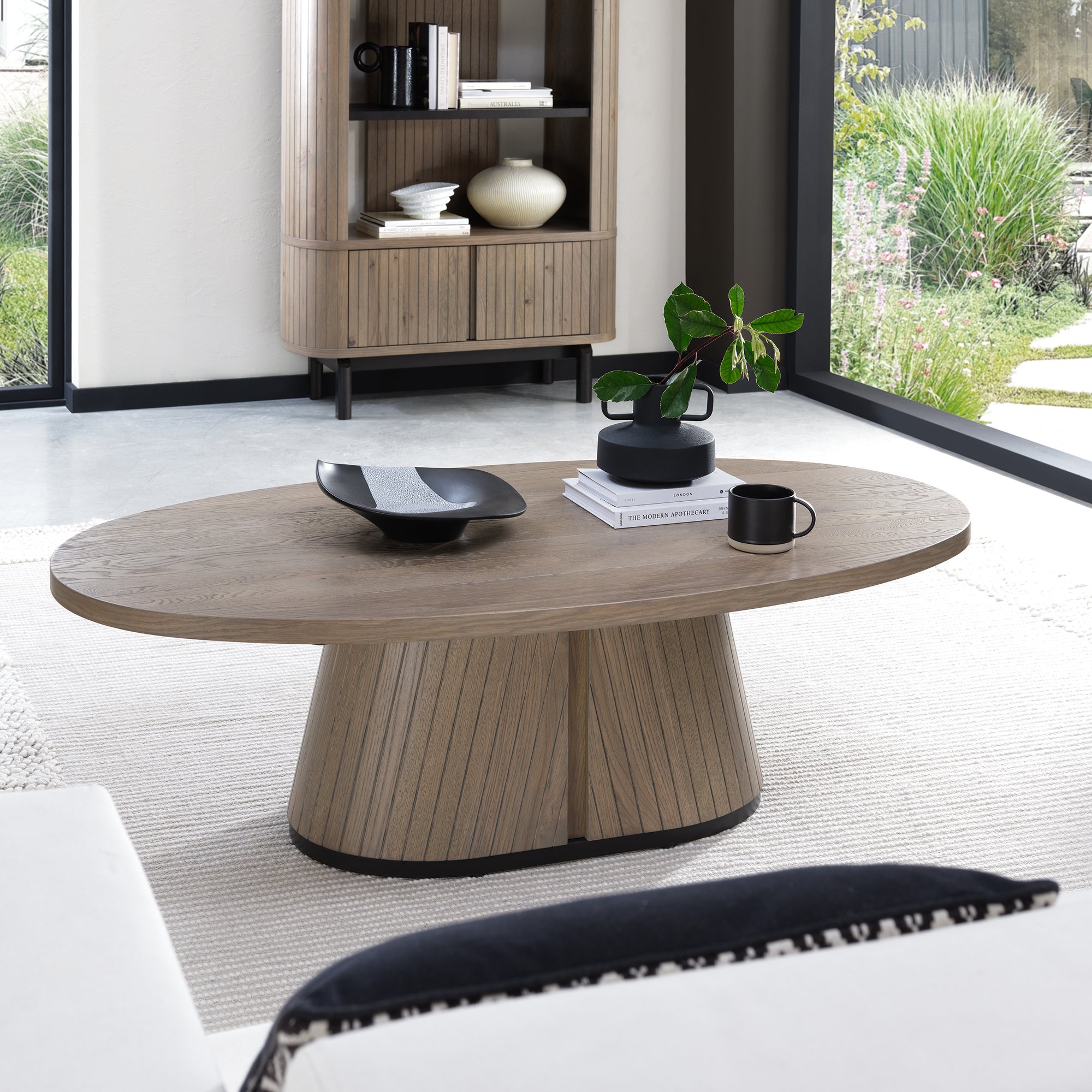 Astra Grey Oiled Oak & Peppercorn Oval Coffee Table