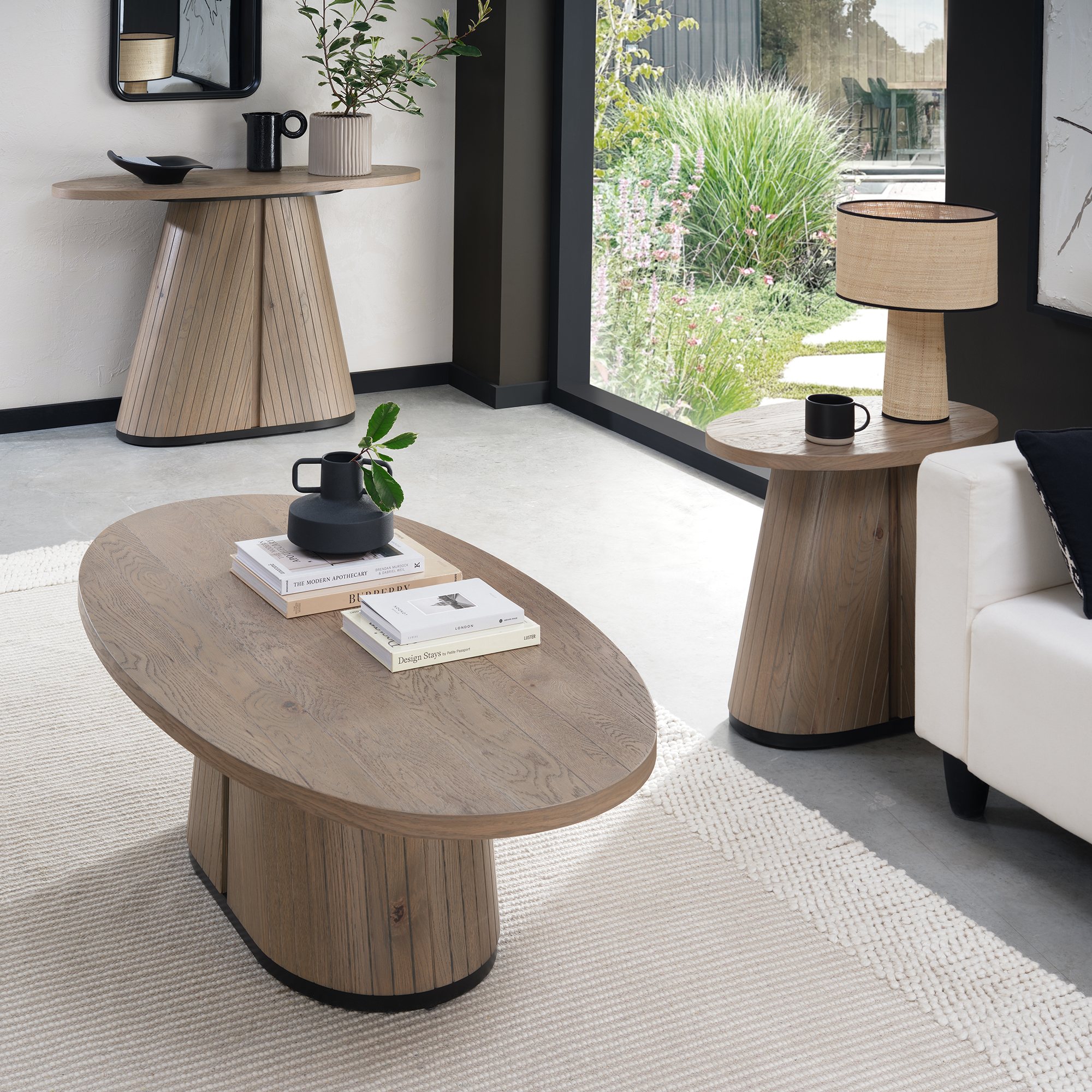 Astra - Grey Oiled Oak Oval Coffee Table