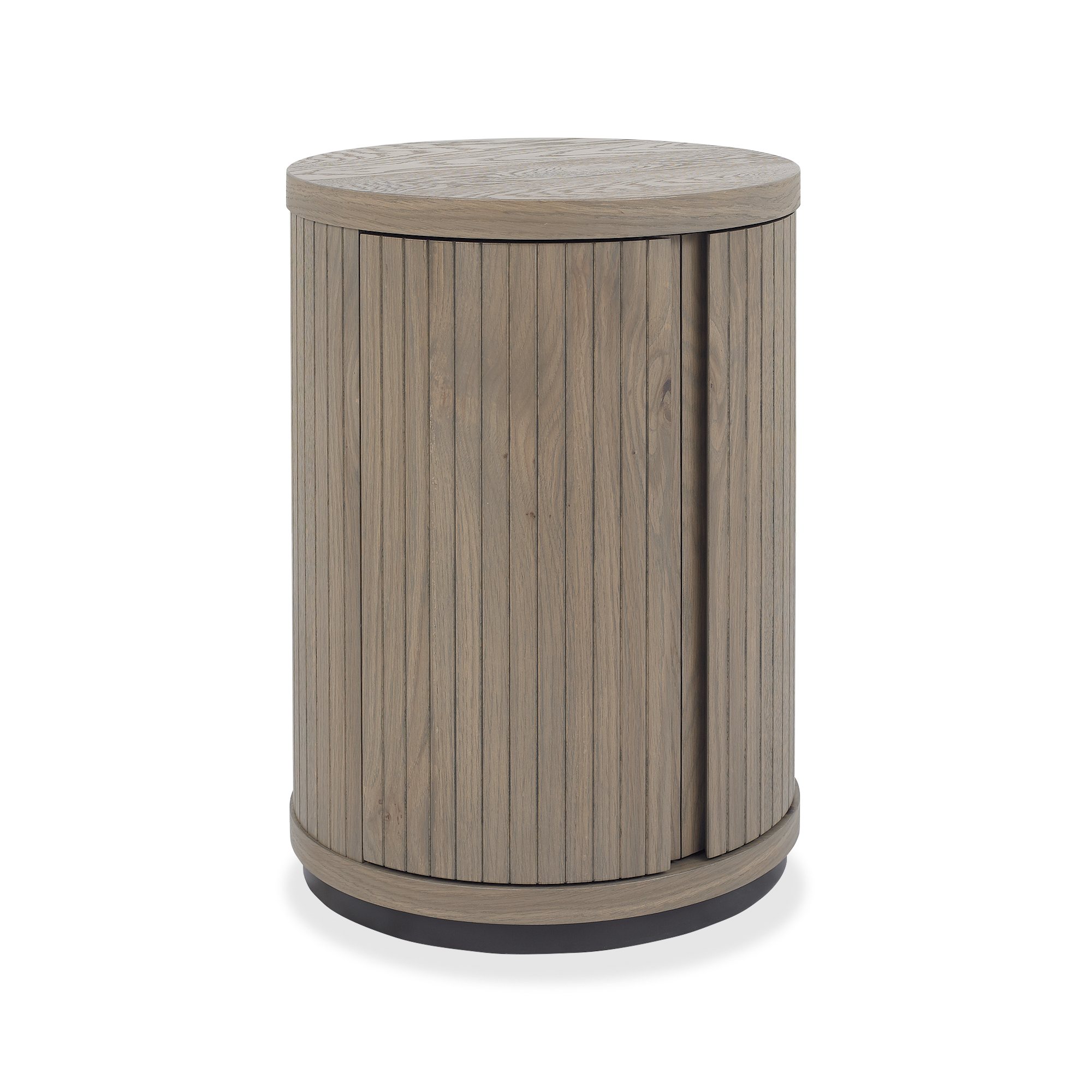 Astra - Grey Oiled Oak Round Lamp Table