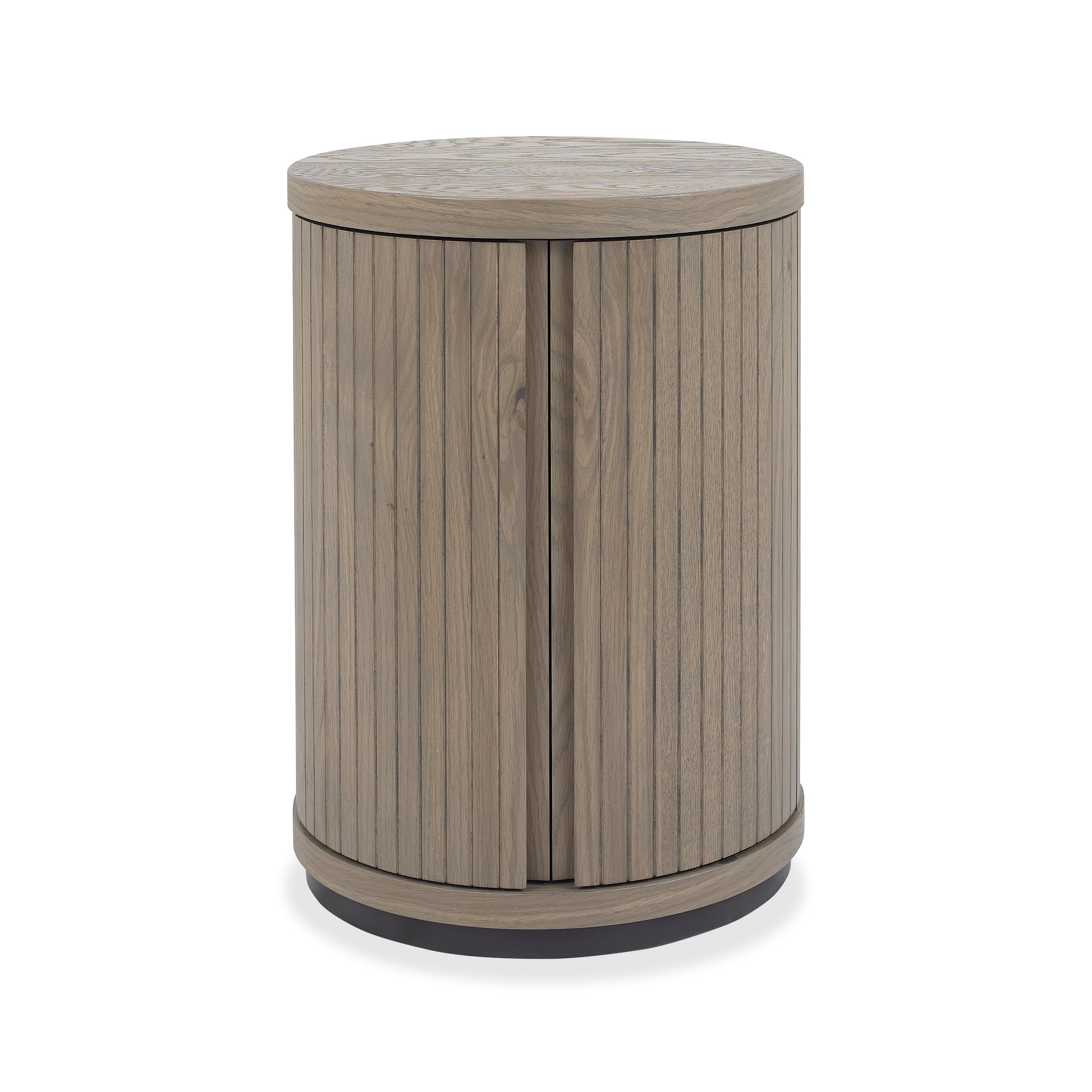 Astra - Grey Oiled Oak Round Lamp Table