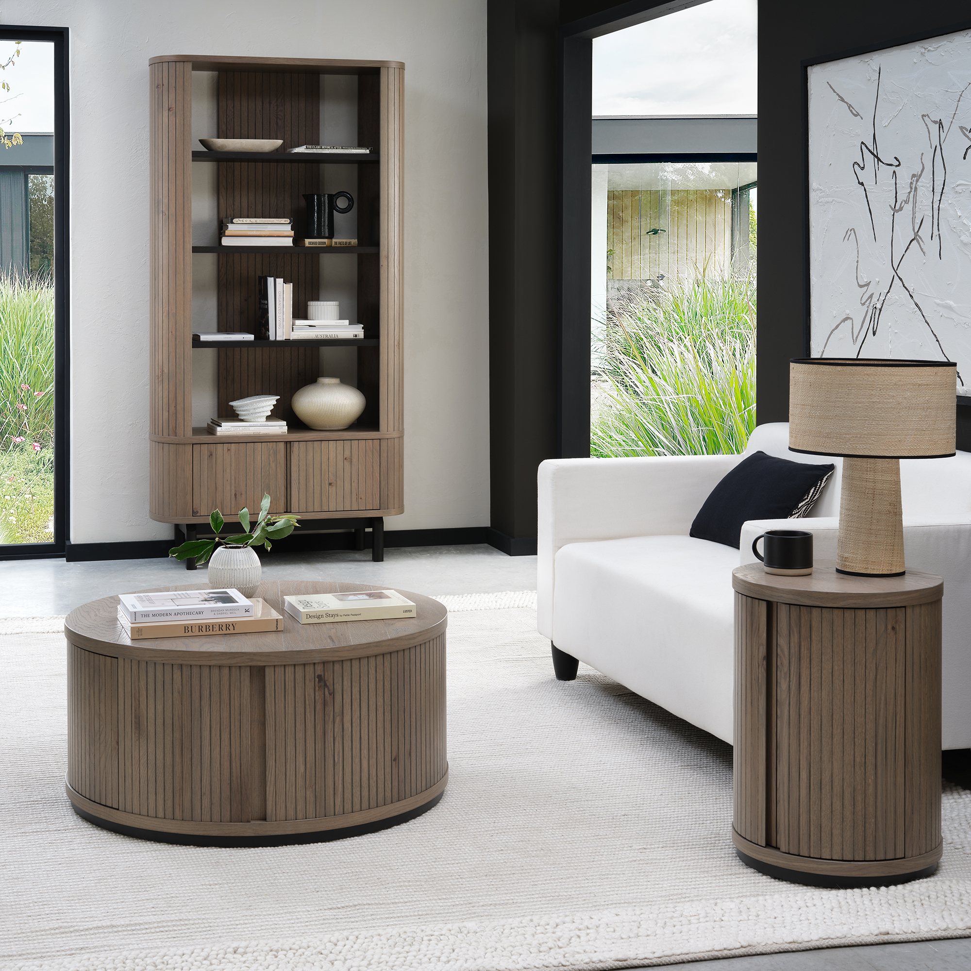 Astra - Grey Oiled Oak Round Lamp Table