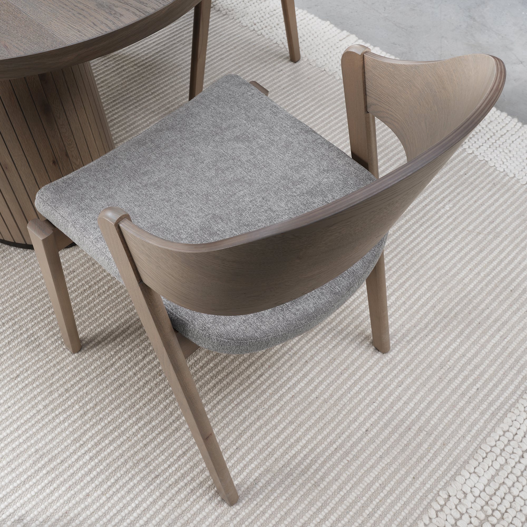 Astra - Grey Oiled Oak Dining Chair in Grey Fabric (Pair)