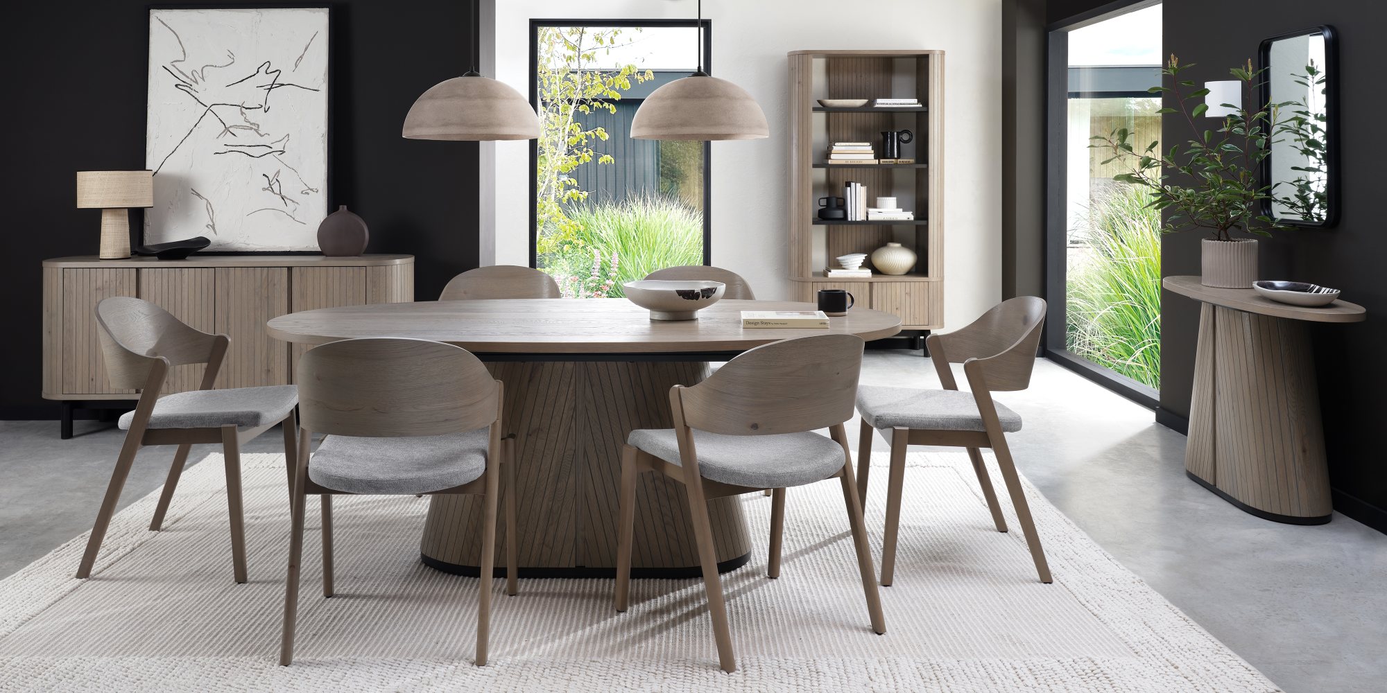 Astra - Grey Oiled Oak Dining Chair in Grey Fabric (Pair)